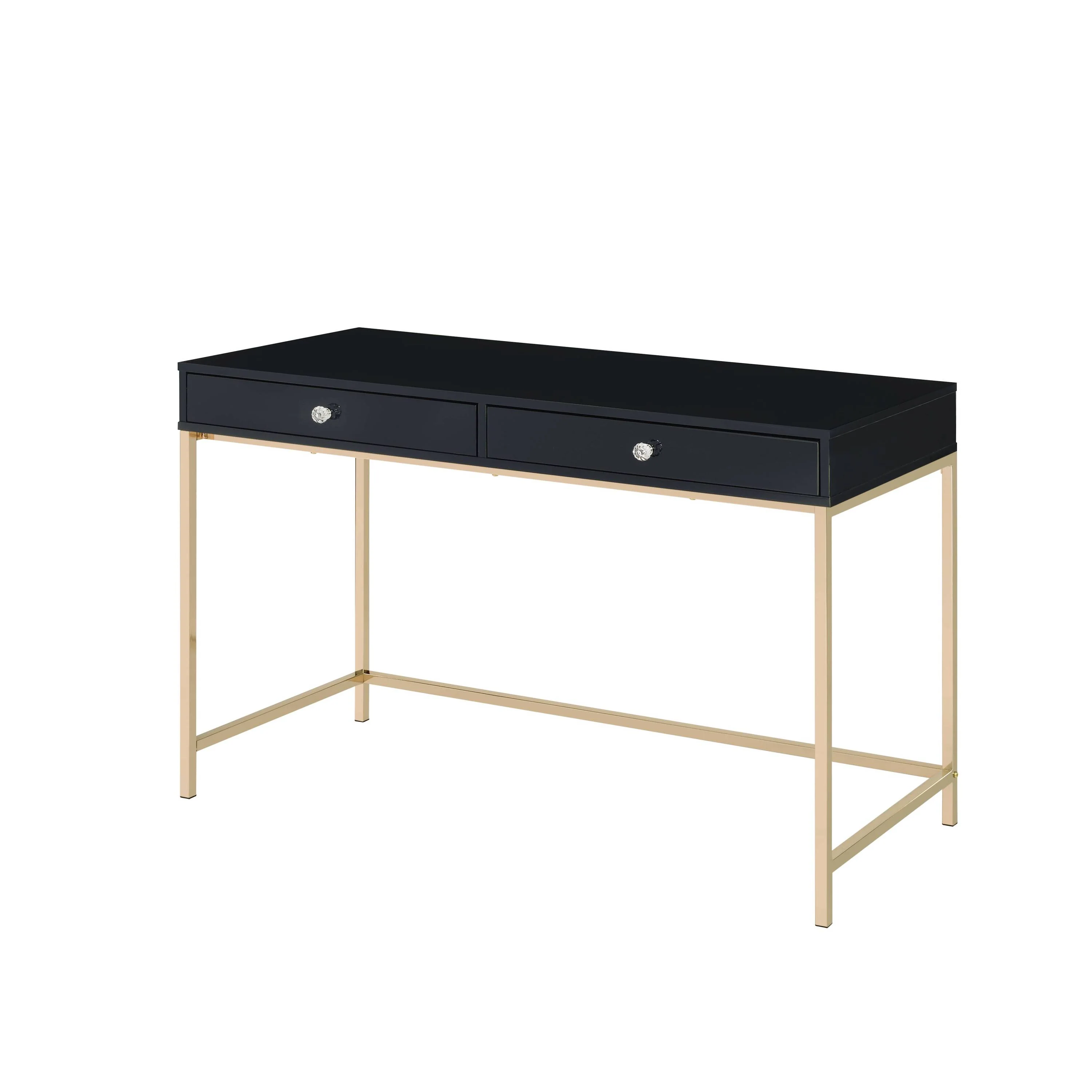 Ottey High Gloss & Gold Finish Writing Desk