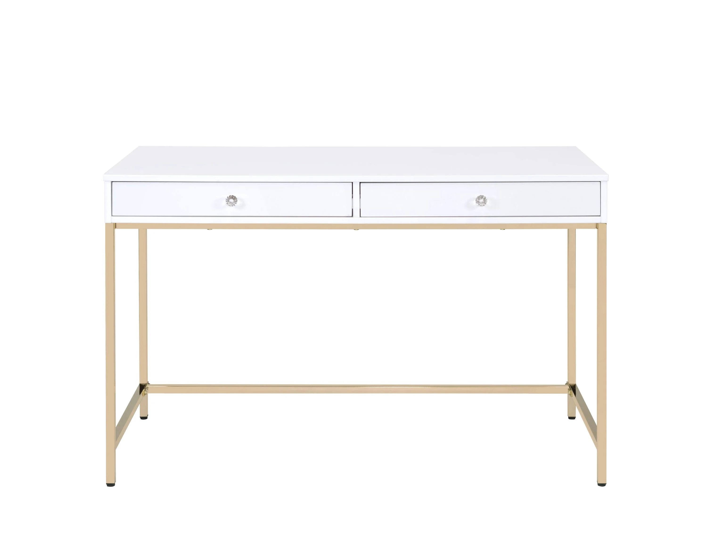 Ottey High Gloss & Gold Finish Writing Desk - Image 13