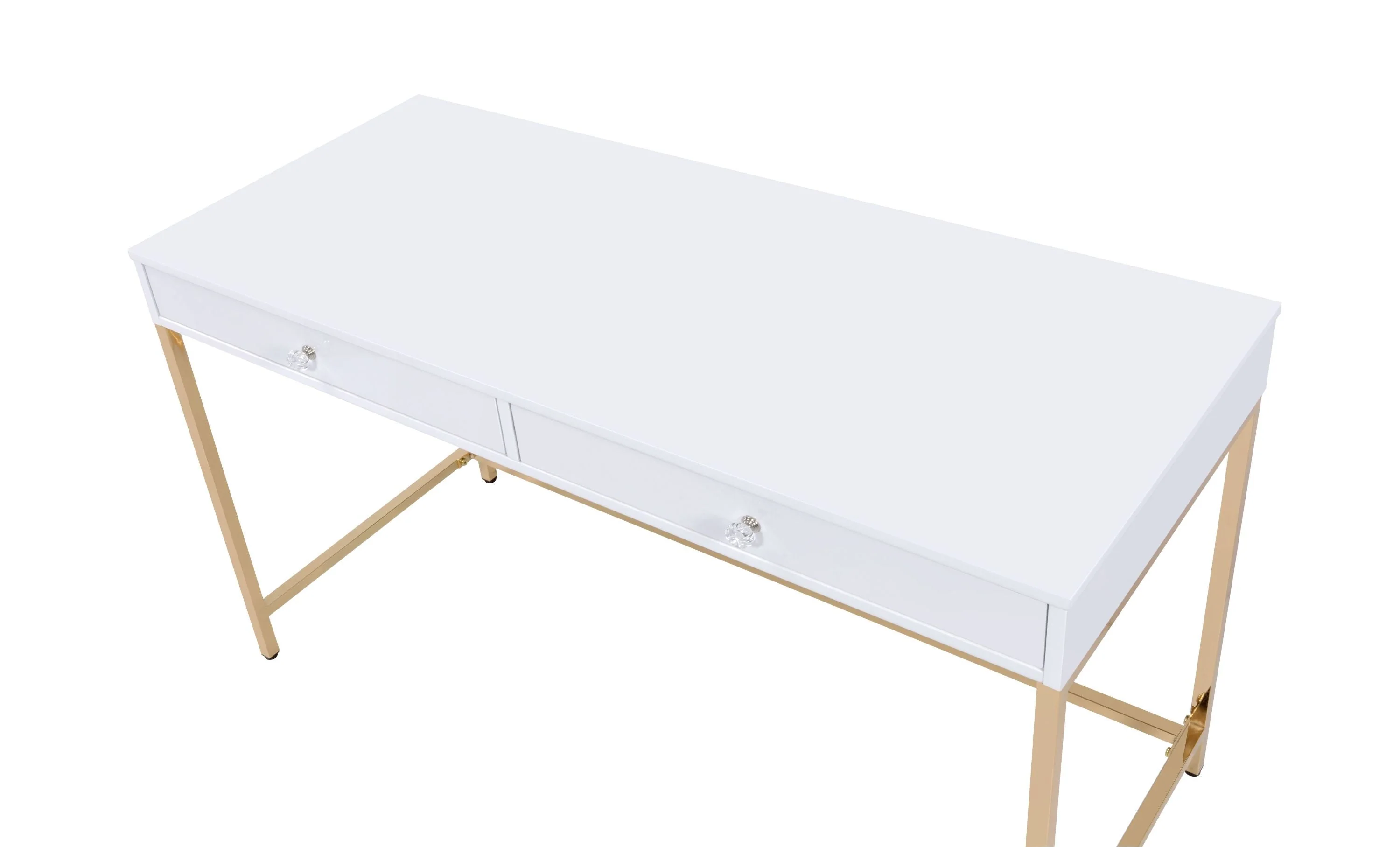Ottey High Gloss & Gold Finish Writing Desk - Image 15