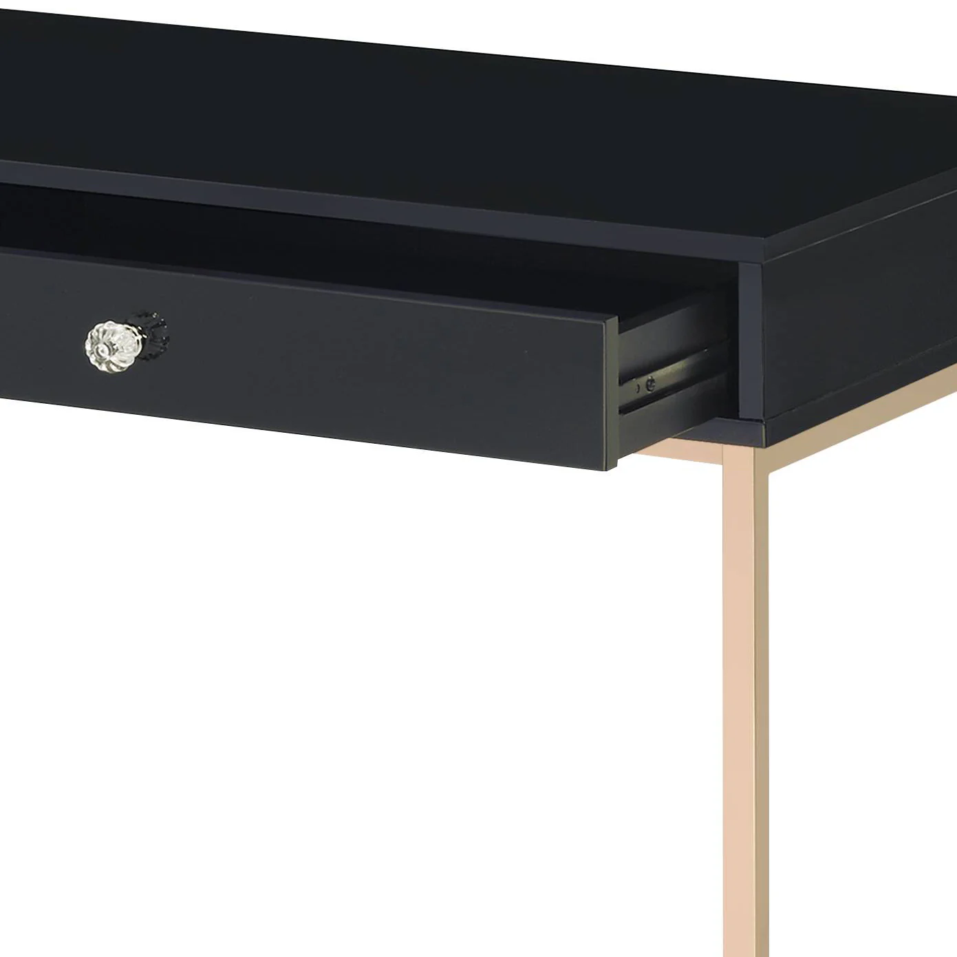 Ottey High Gloss & Gold Finish Writing Desk - Image 3
