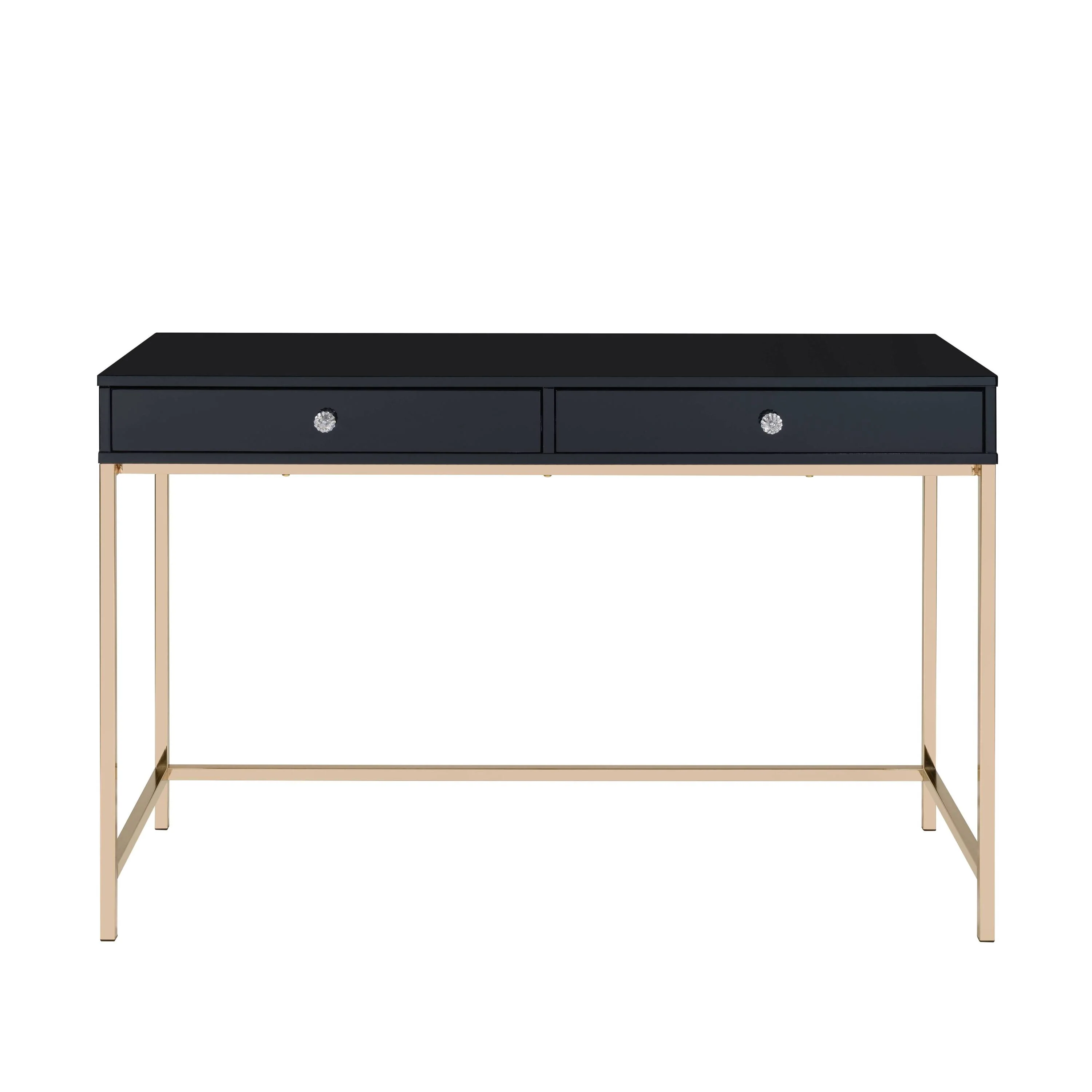 Ottey High Gloss & Gold Finish Writing Desk - Image 5
