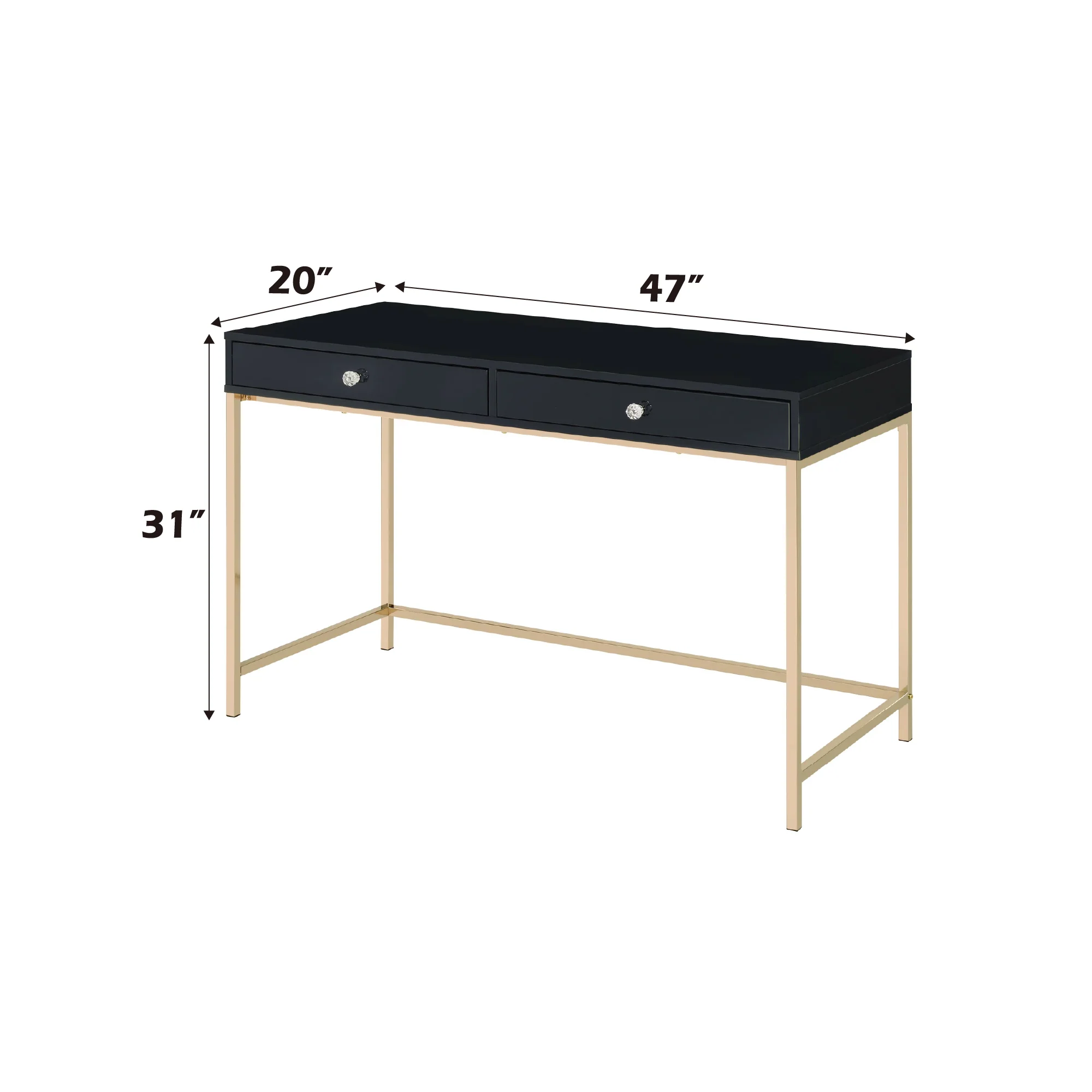 Ottey High Gloss & Gold Finish Writing Desk - Image 7
