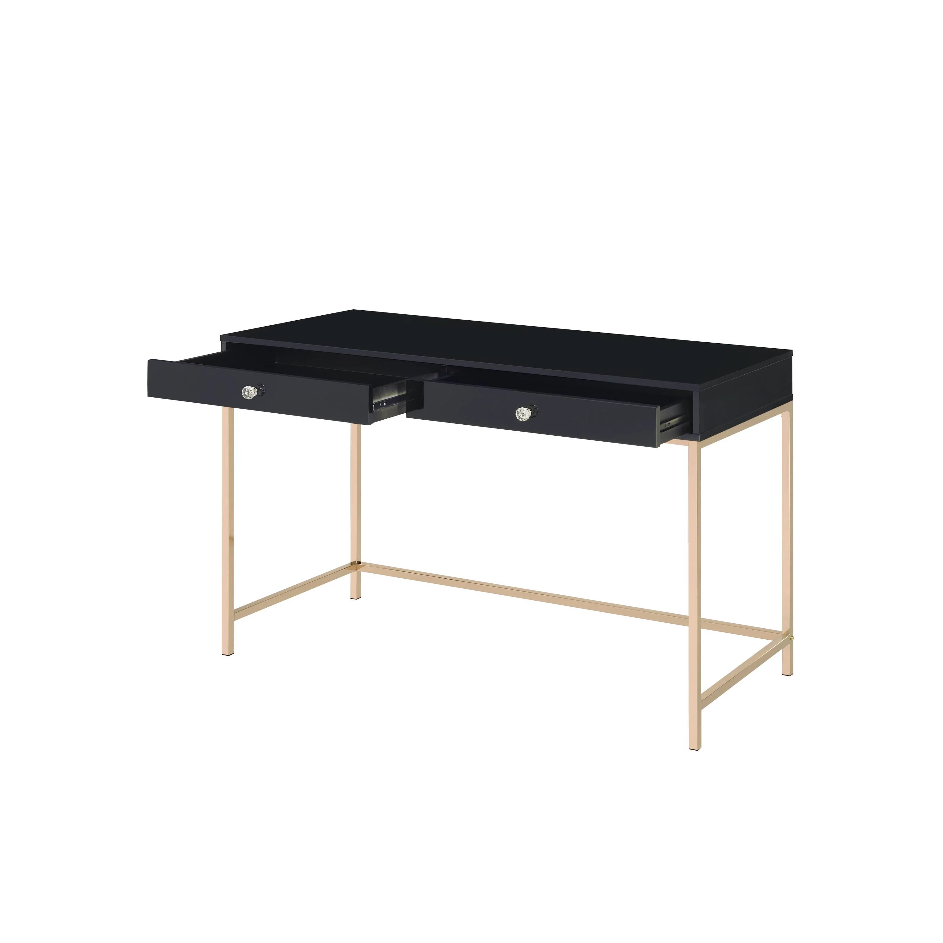 Ottey High Gloss & Gold Finish Writing Desk - Image 8