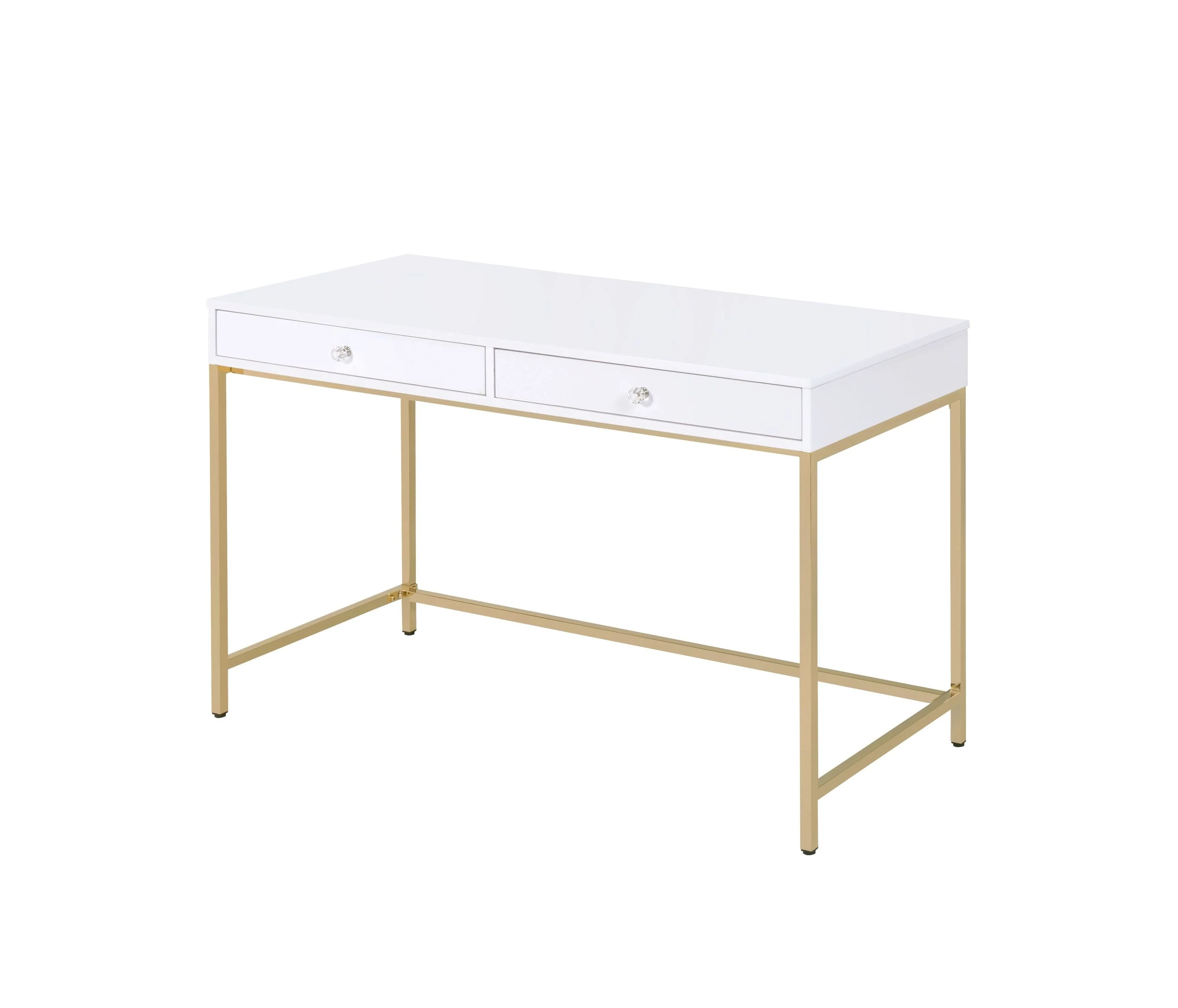 Ottey High Gloss & Gold Finish Writing Desk - Image 9