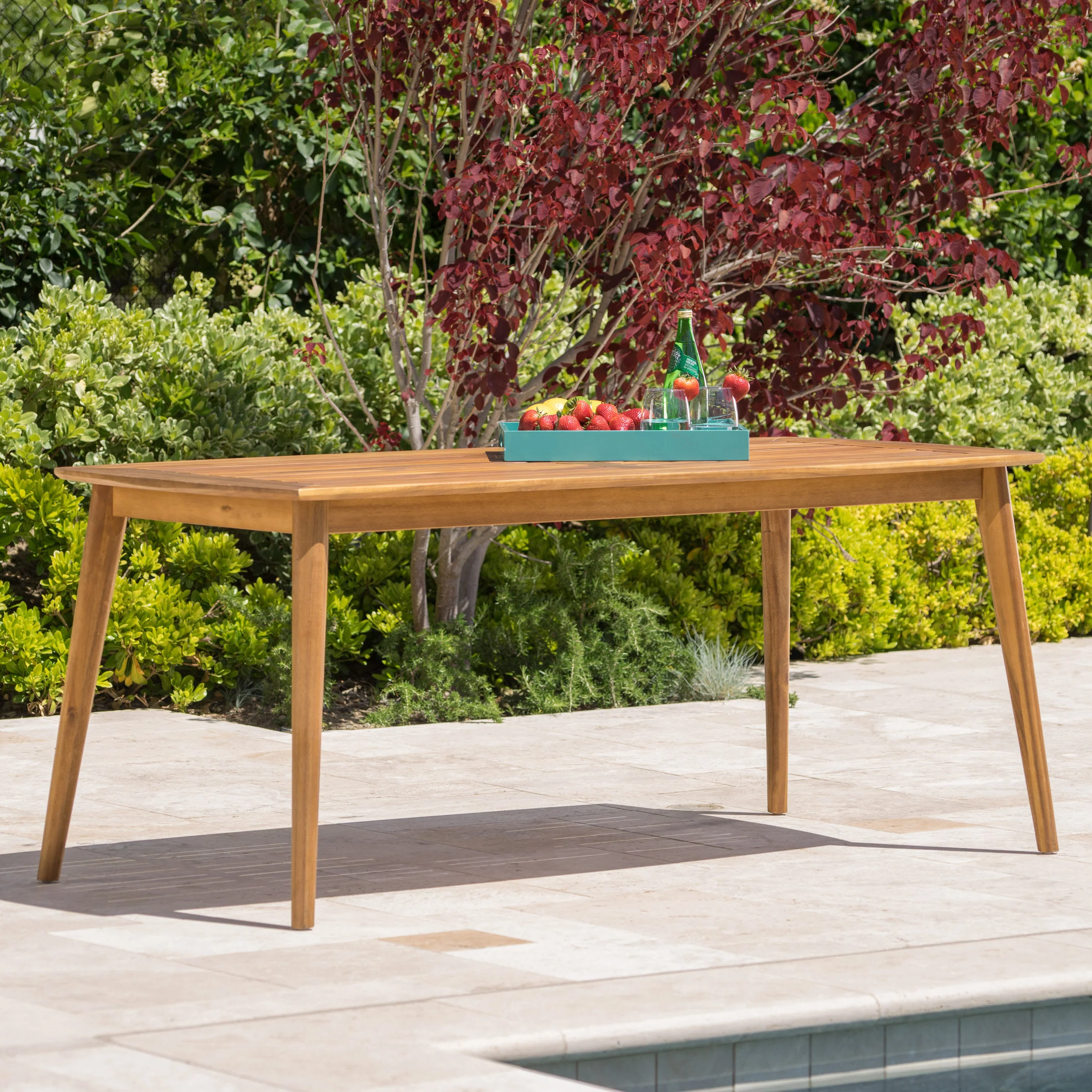 Outdoor Dining Table with Acacia Wood Frame, Teak - Image 2