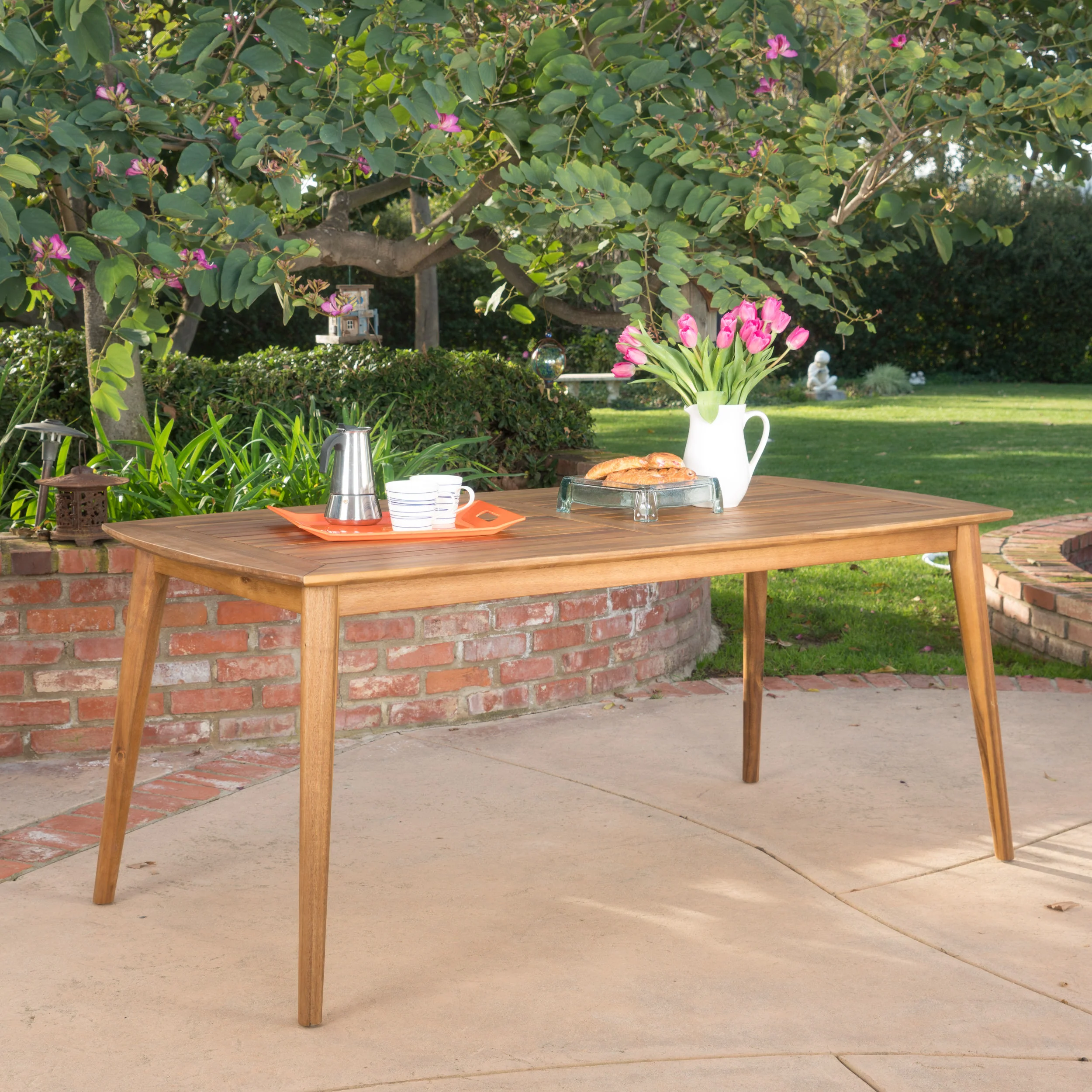 Outdoor Dining Table with Acacia Wood Frame, Teak - Image 5