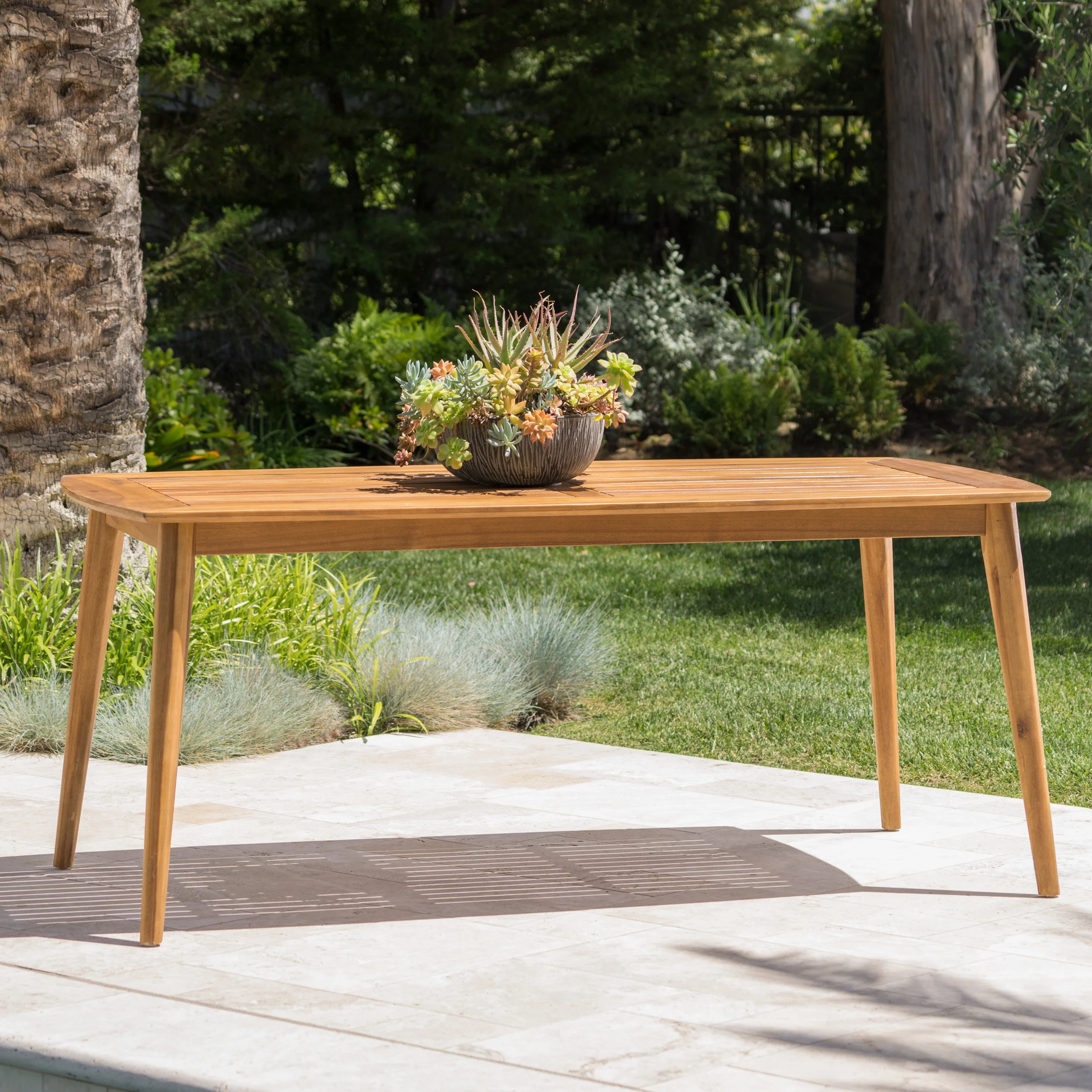 Outdoor Dining Table with Acacia Wood Frame, Teak - Image 6