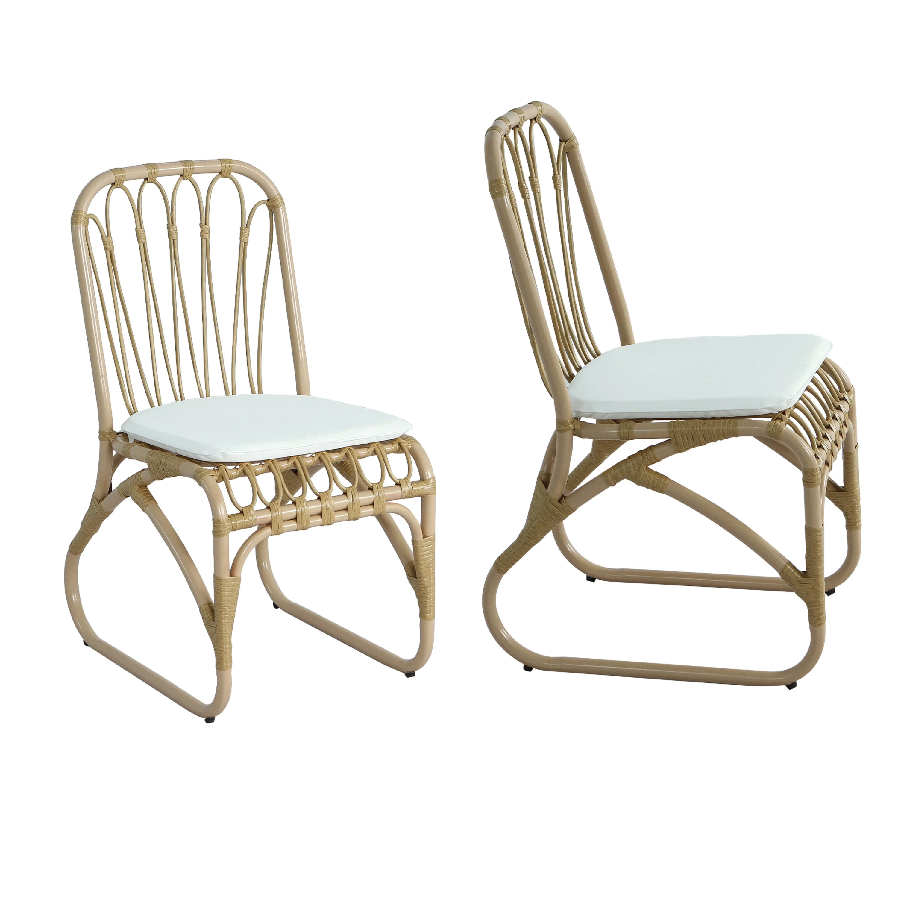 Outdoor Faux Rattan Dining Chairs, Set of 2
