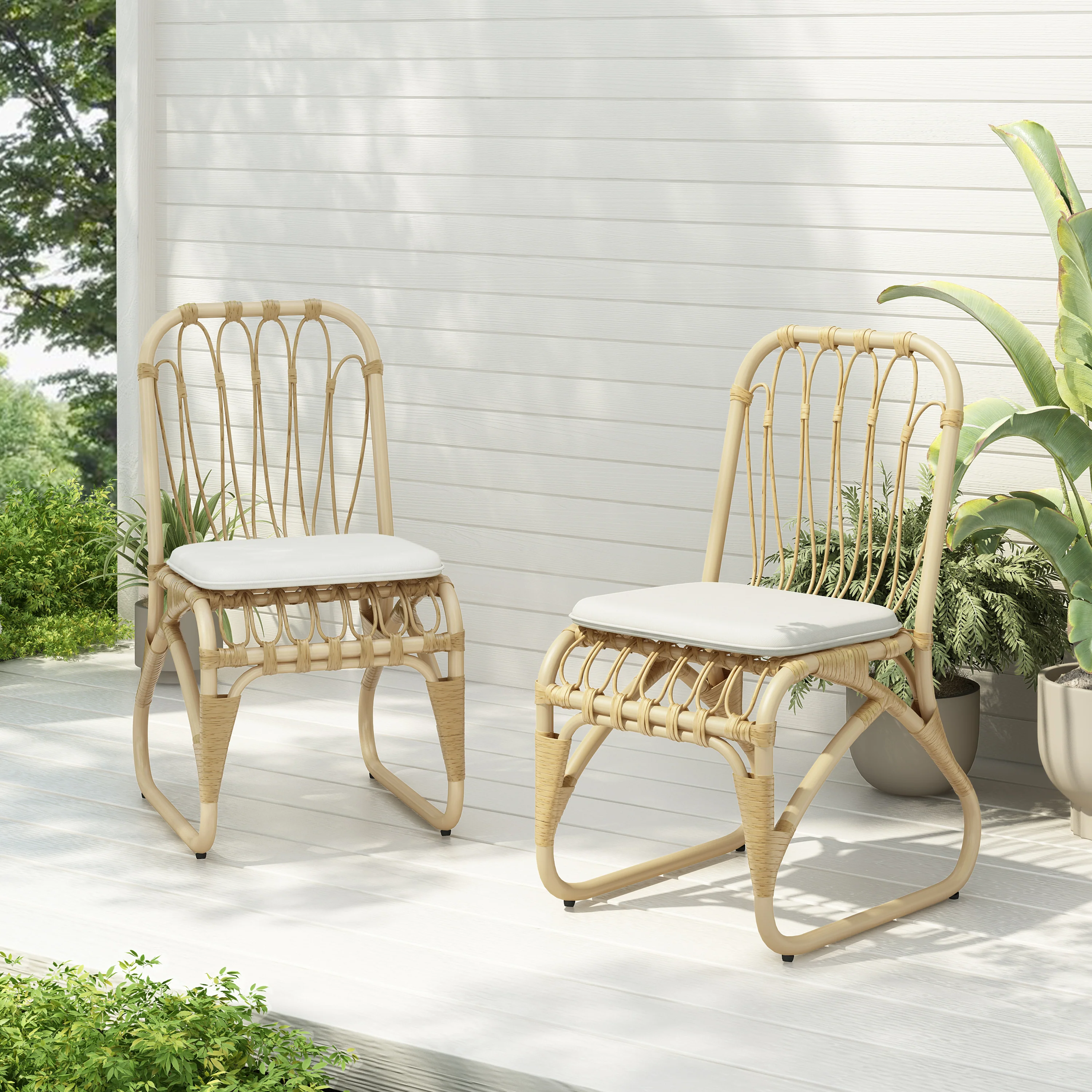 Outdoor Faux Rattan Dining Chairs, Set of 2 - Image 2