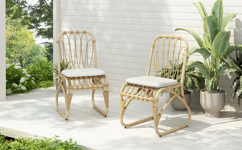 Outdoor Faux Rattan Dining Chairs, Set of 2 - Image 3