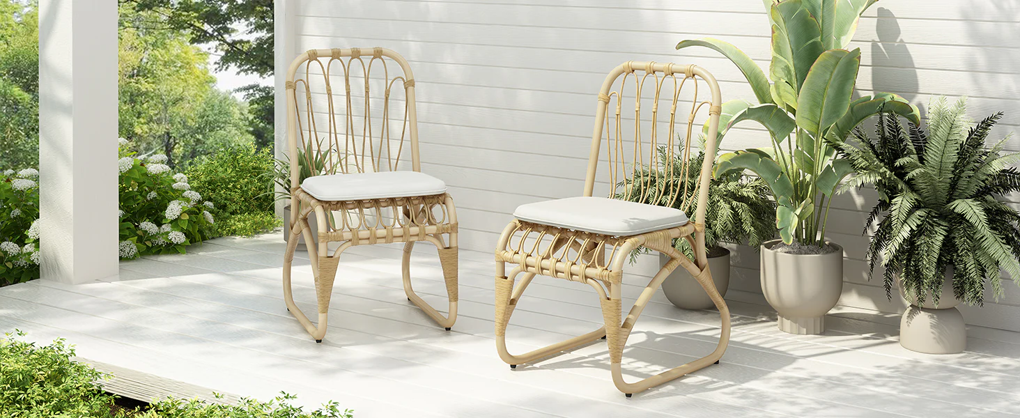 Outdoor Faux Rattan Dining Chairs, Set of 2 - Image 4