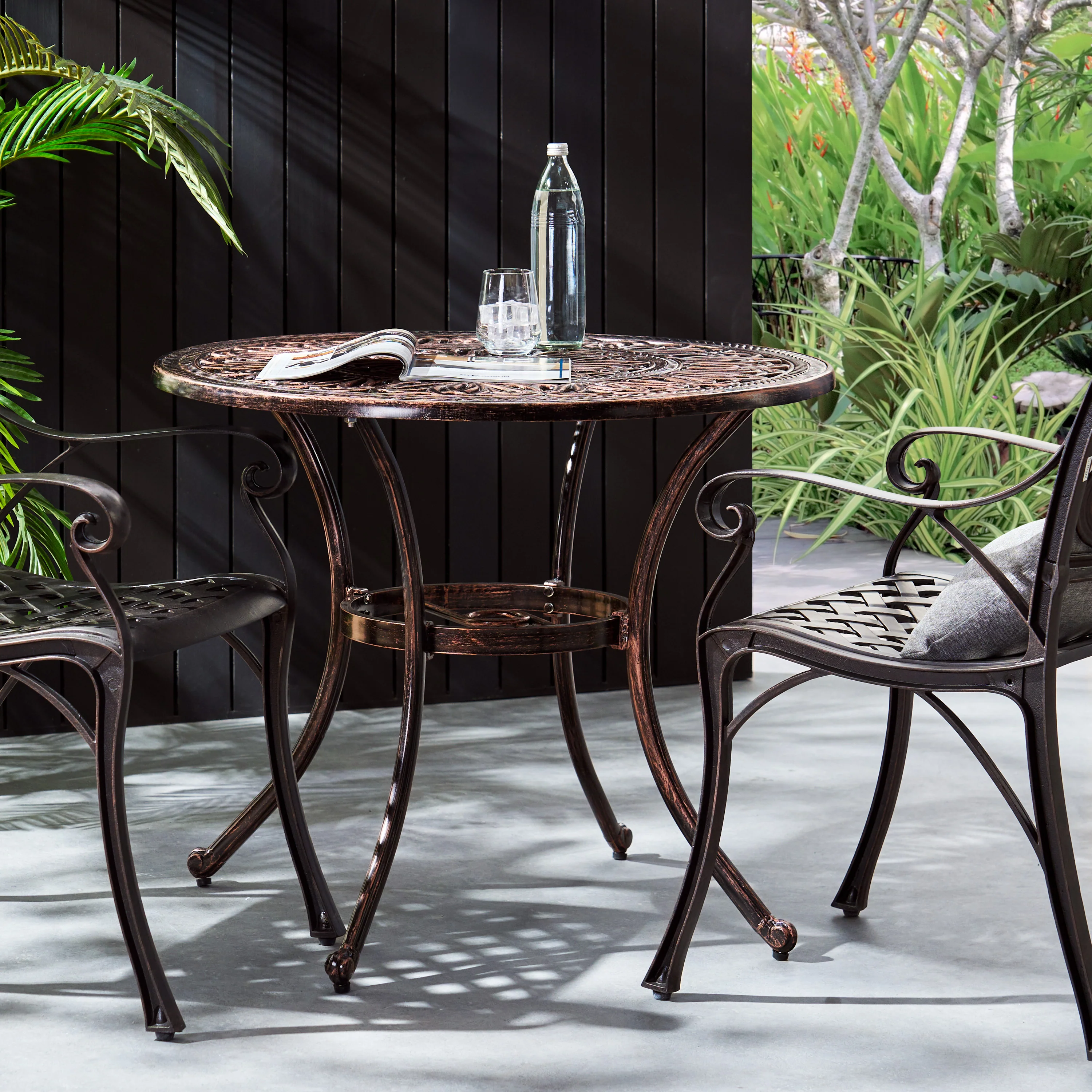 Round Cast Aluminum Outdoor Dining Table - Image 2