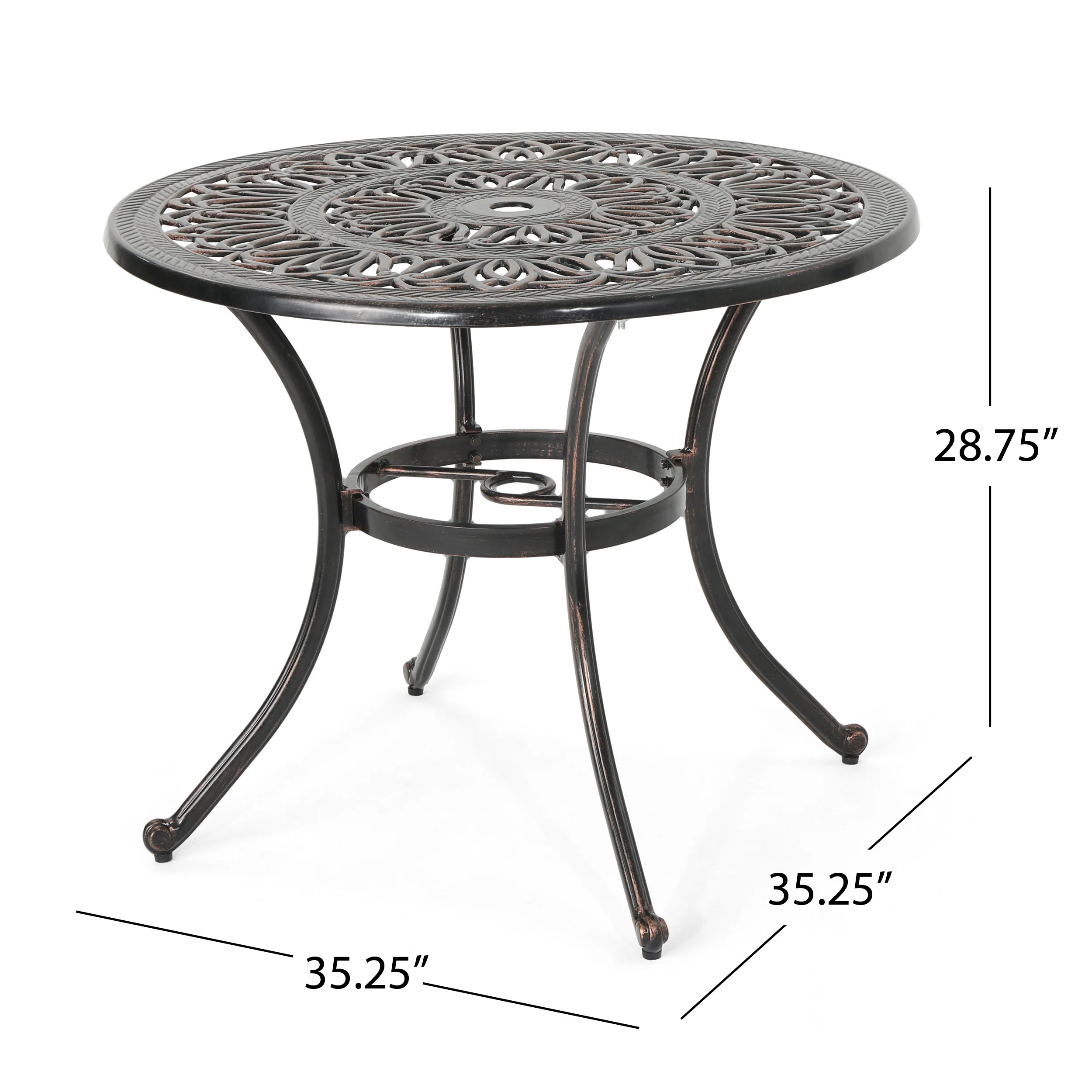 Round Cast Aluminum Outdoor Dining Table - Image 4