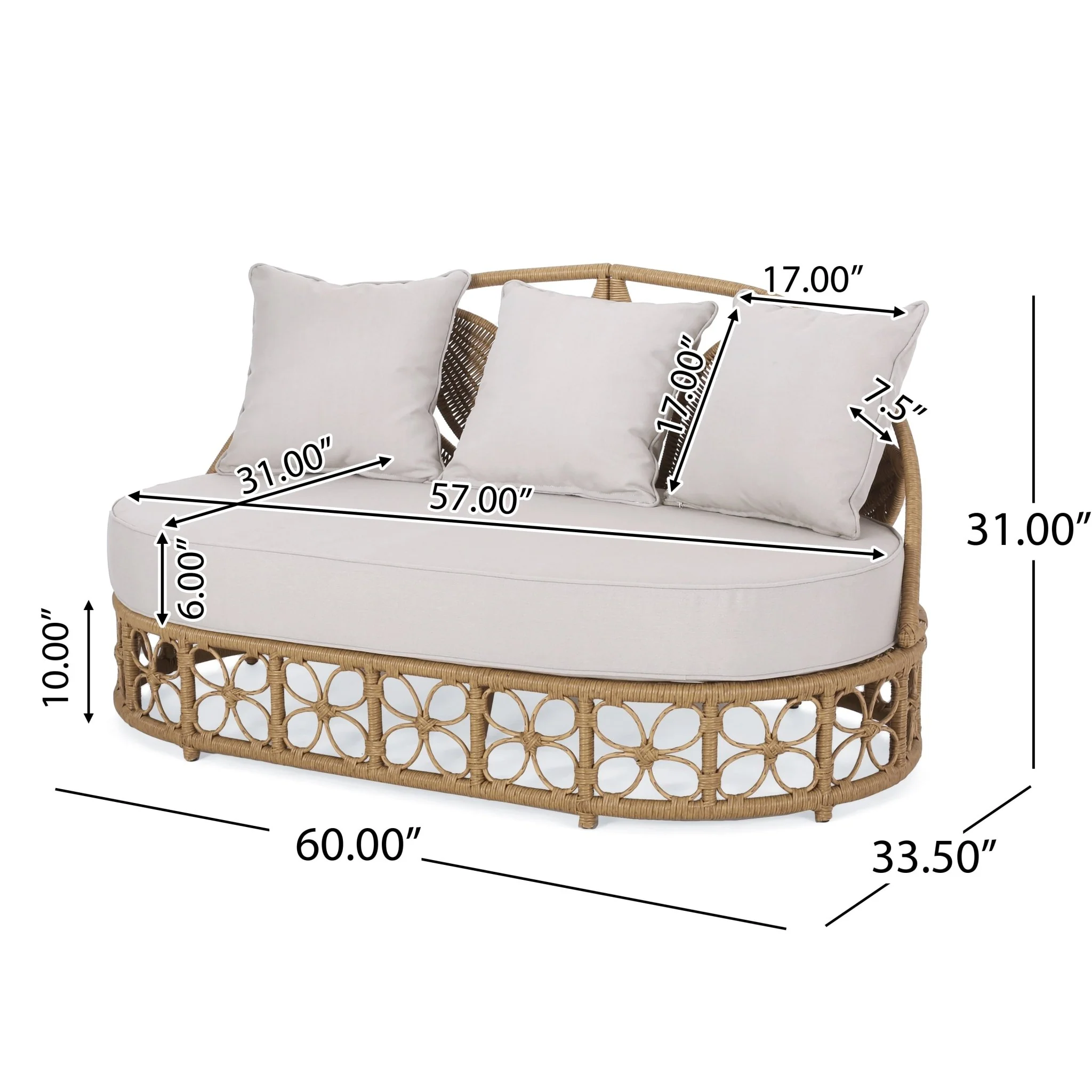 Outdoor Wicker Daybed With Pillows - Image 5