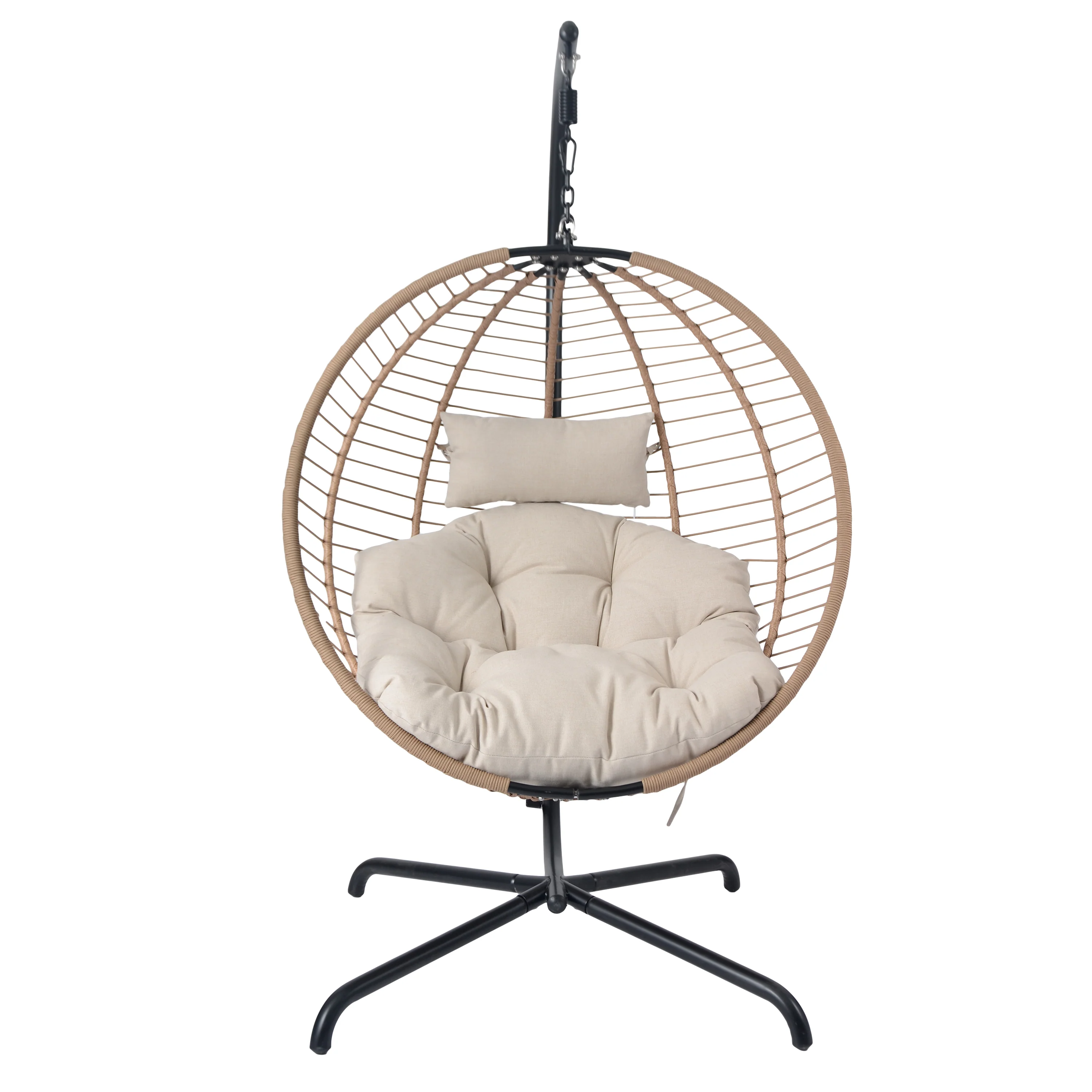 Outdoor Wicker Swingasan™ Hanging Chair with Metal Stand - Image 3