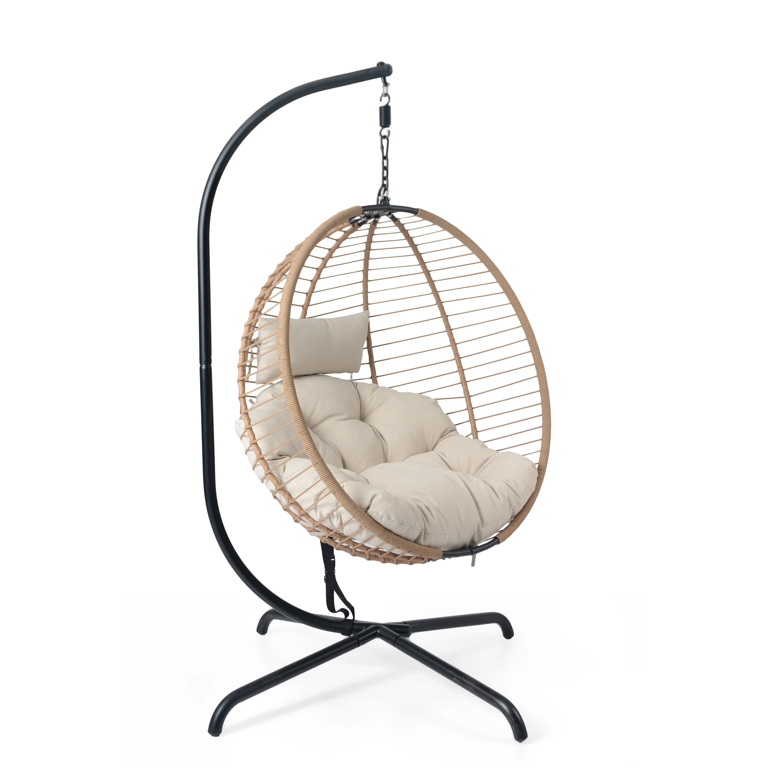 Outdoor Wicker Swingasan™ Hanging Chair with Metal Stand - Image 4