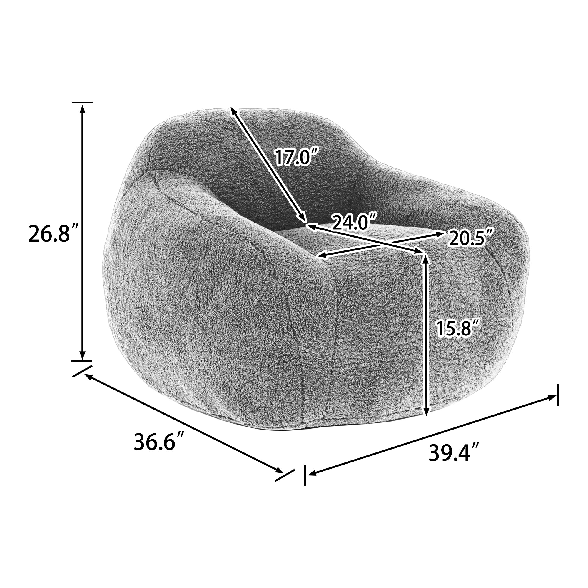 Oversized Teddy Memory Foam Bean Bag Chair - Image 3