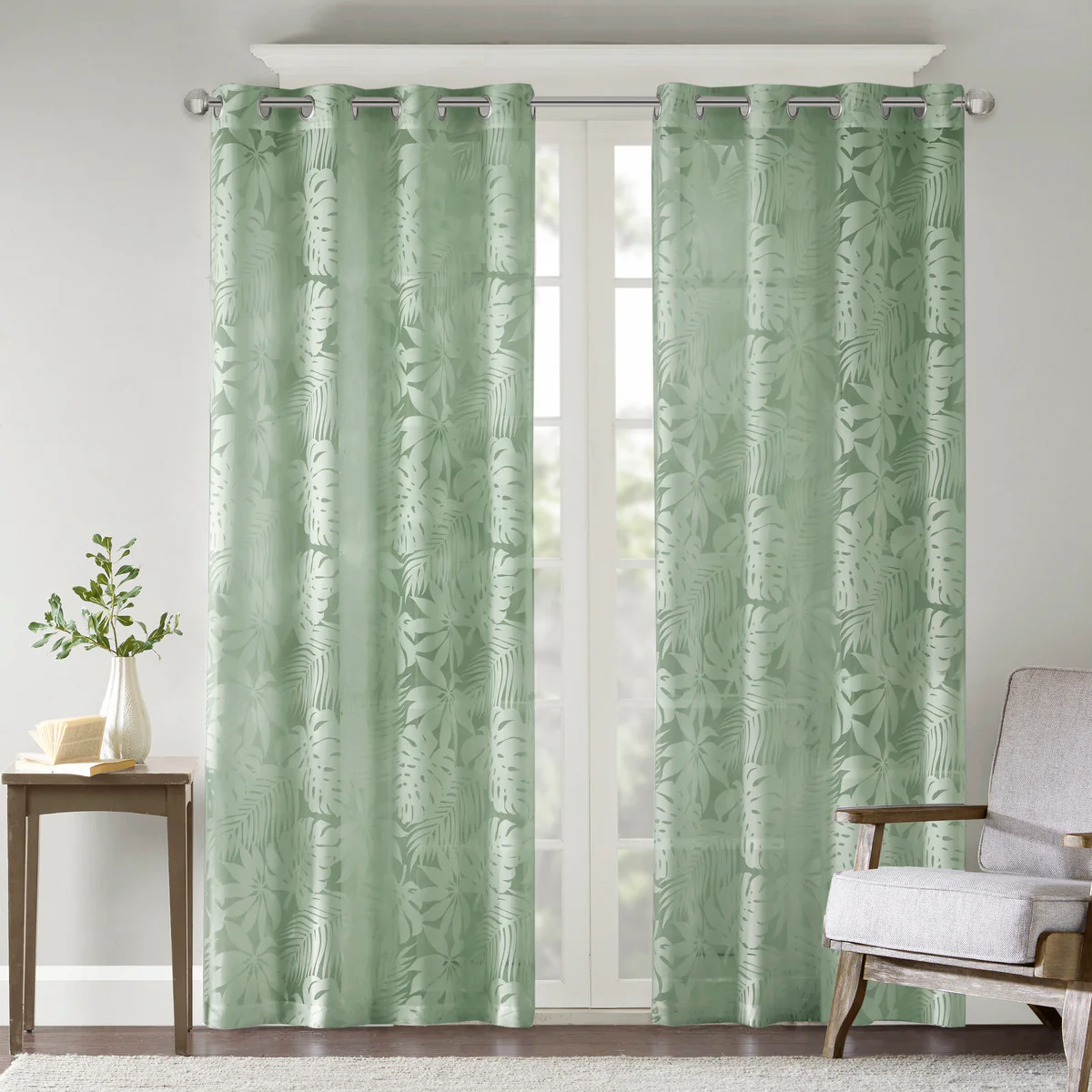 Palm Leaf Burnout Window Sheer - Image 2