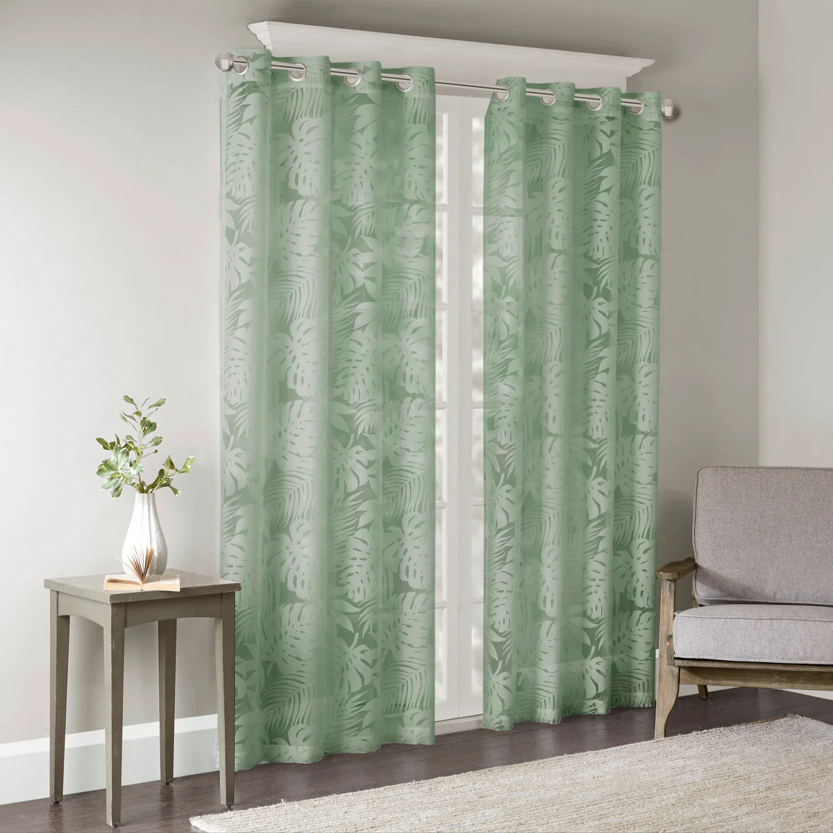 Palm Leaf Burnout Window Sheer - Image 3