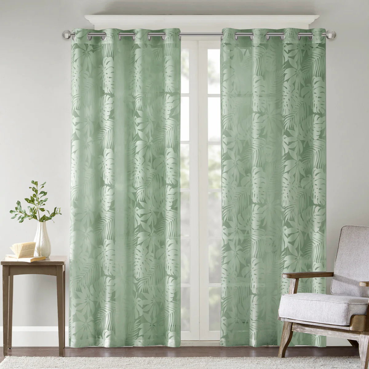 Palm Leaf Burnout Window Sheer - Image 7