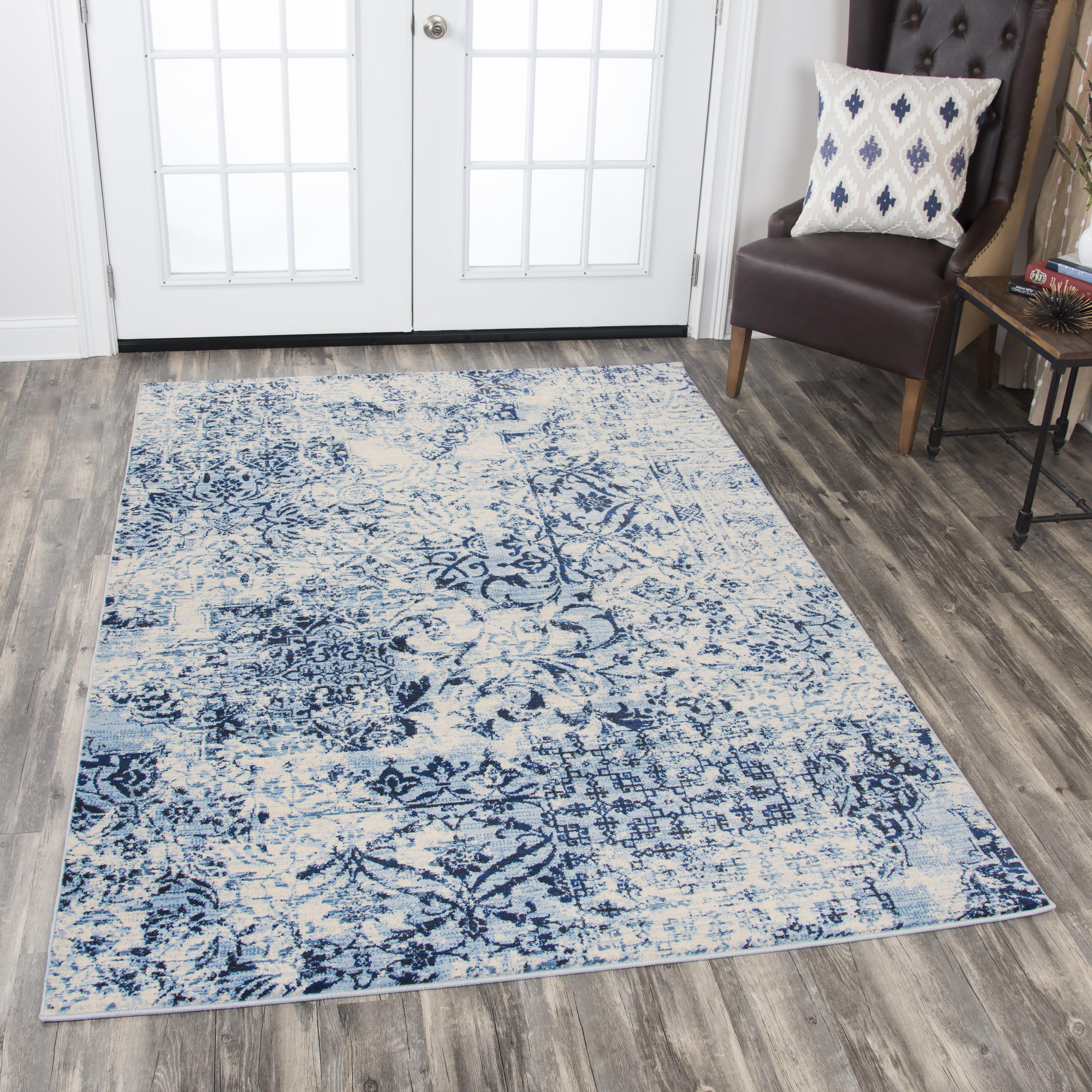 Panache Power Loomed Distress Patchwork Area Rug - Image 2