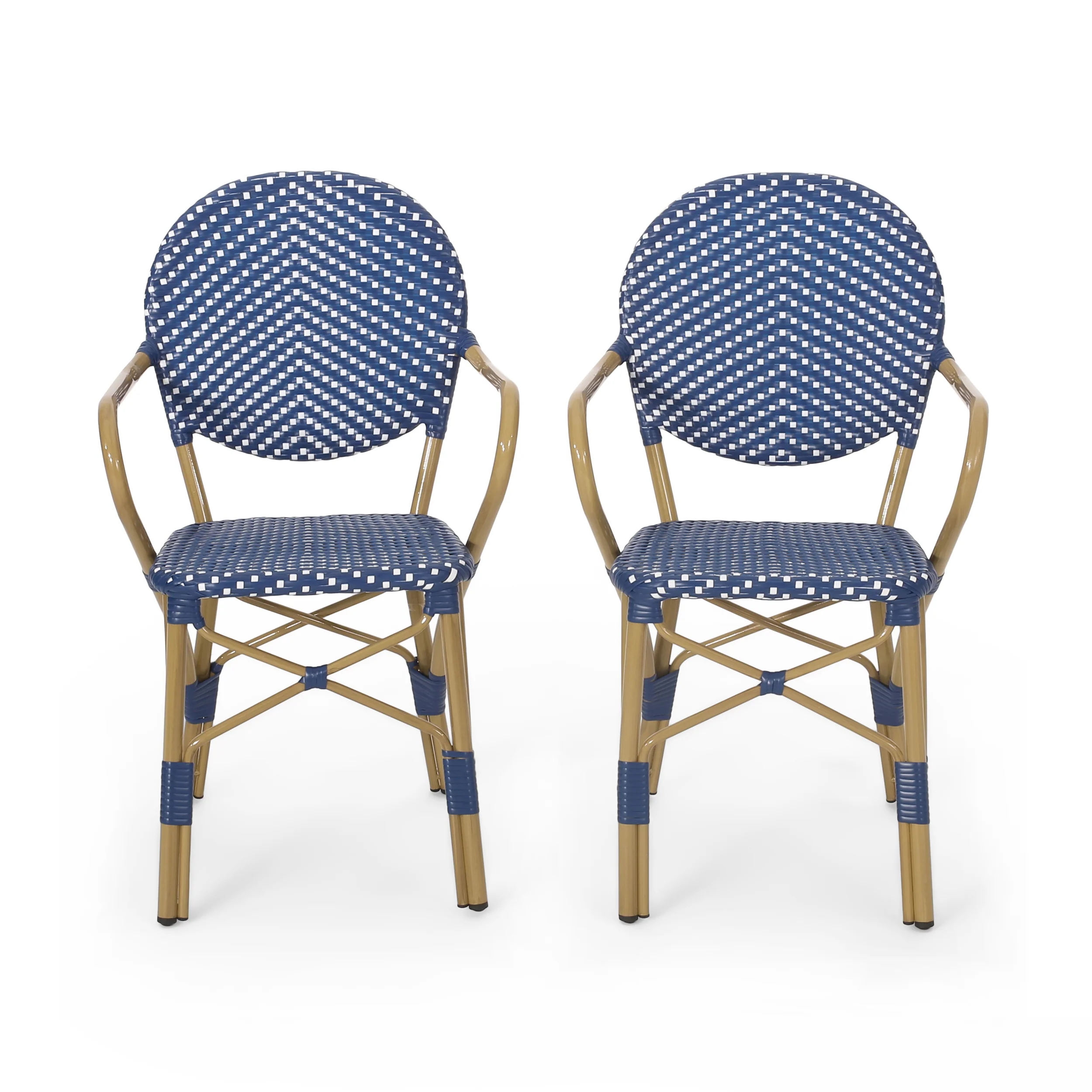 Paul French Bistro Outdoor Dining Chairs, Set of 2 Blue & White