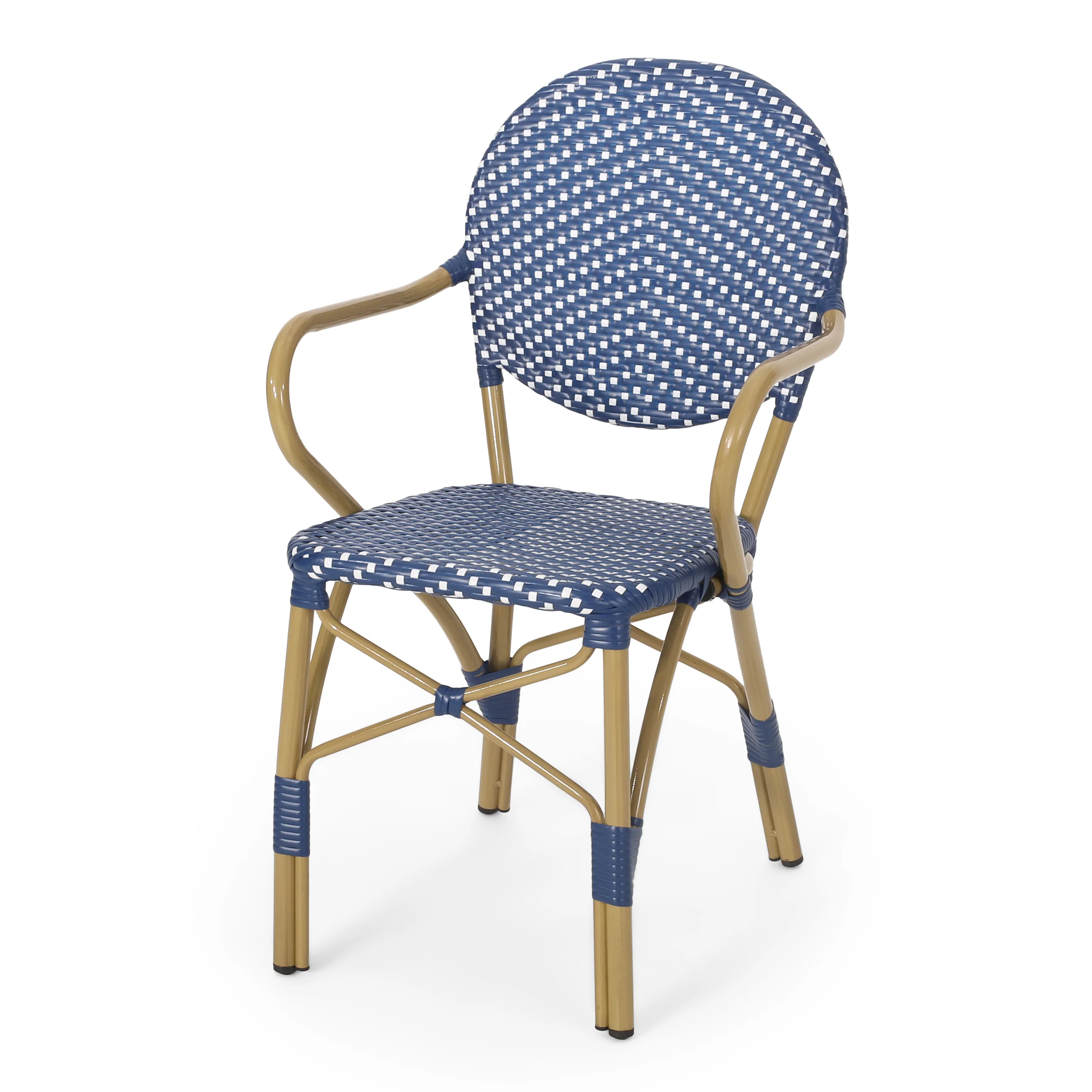 Paul French Bistro Outdoor Dining Chairs, Set of 2 Blue & White - Image 7