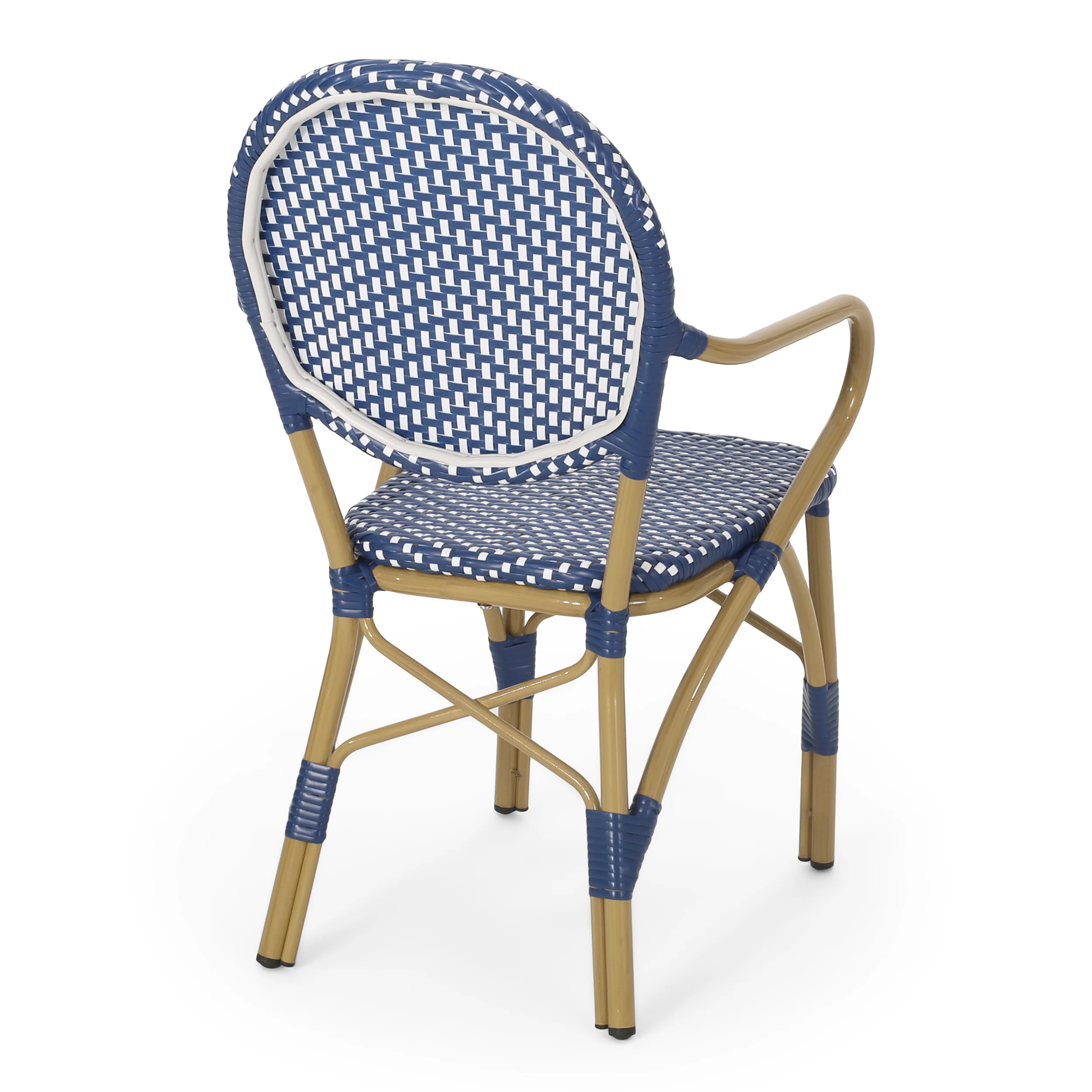Paul French Bistro Outdoor Dining Chairs, Set of 2 Blue & White - Image 8