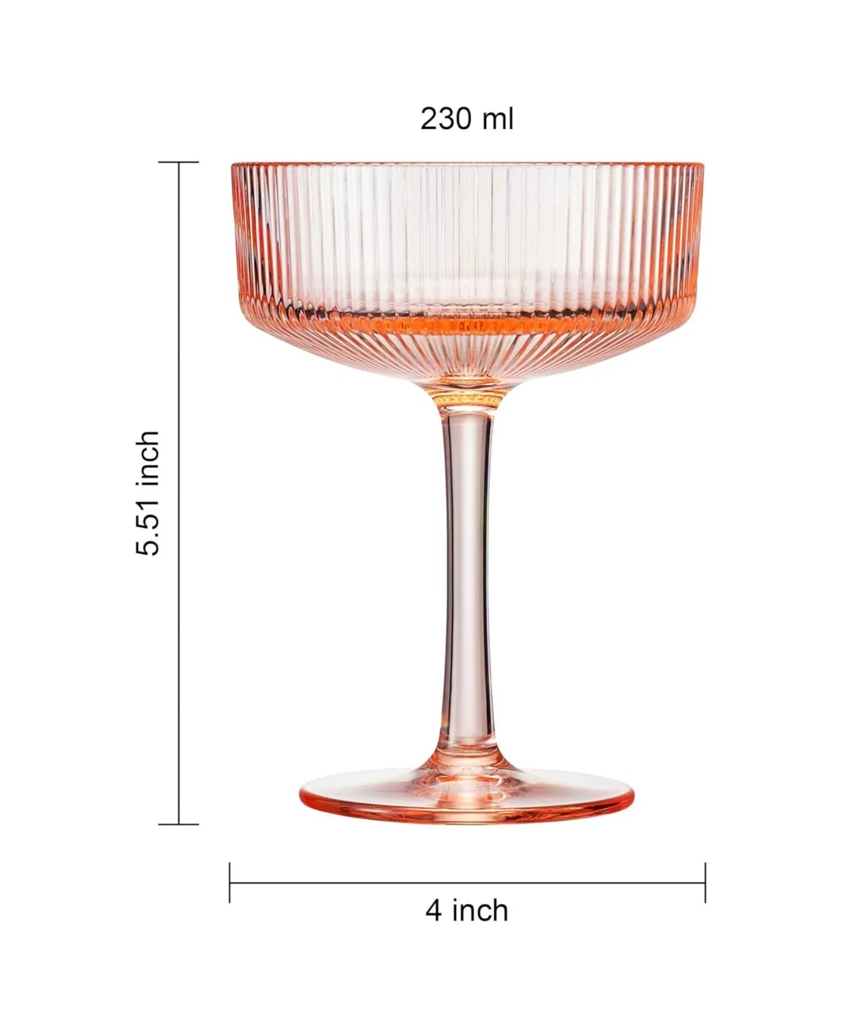 Pink Coupe Ribbed Acrylic Shatterproof Glasses Set of 2 - Image 4