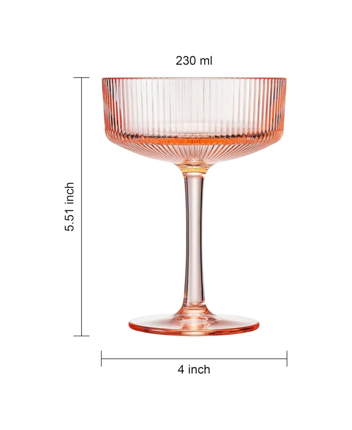 Pink Coupe Ribbed Acrylic Shatterproof Glasses Set of 6 - Image 4