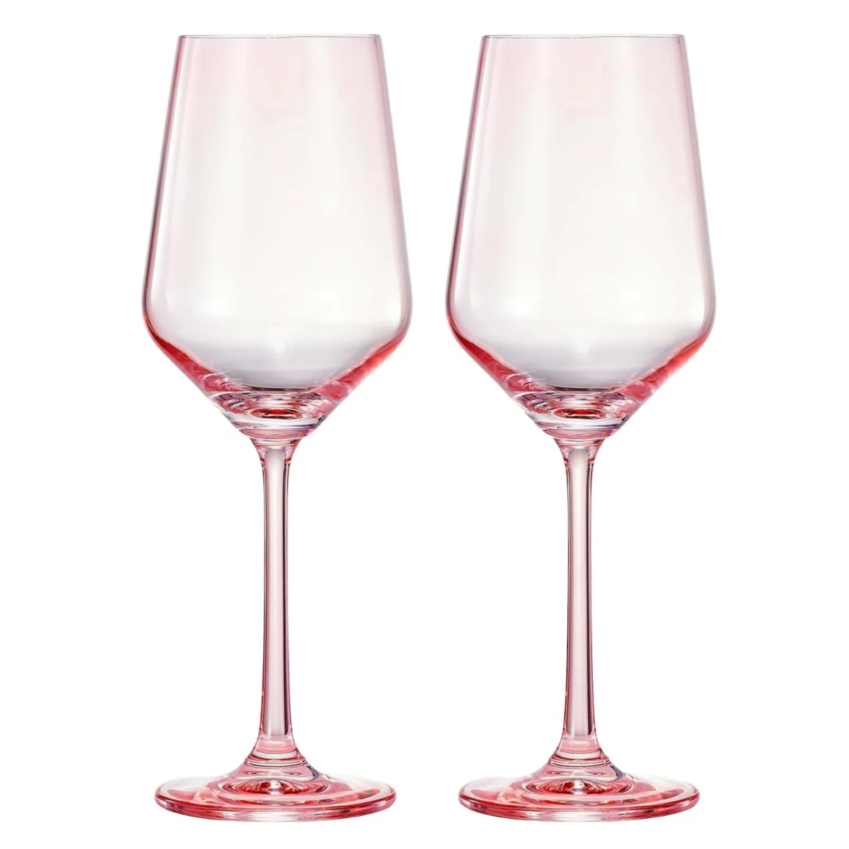Pink Mirage Colored Crystal Wine Glasses Set of 2