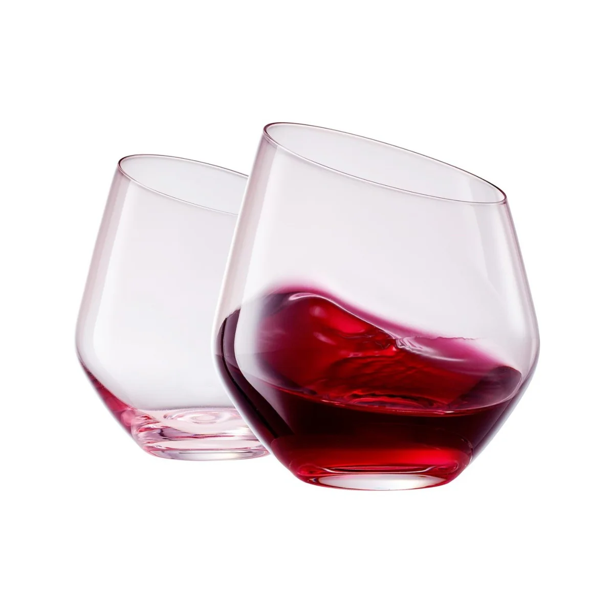 Pink Slanted Stemless Wine Glasses Set of 2