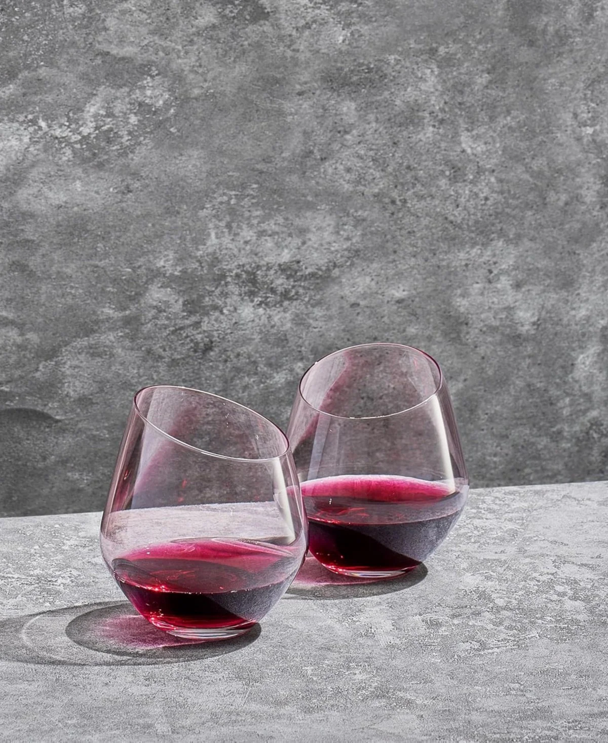 Pink Slanted Stemless Wine Glasses Set of 2 - Image 2