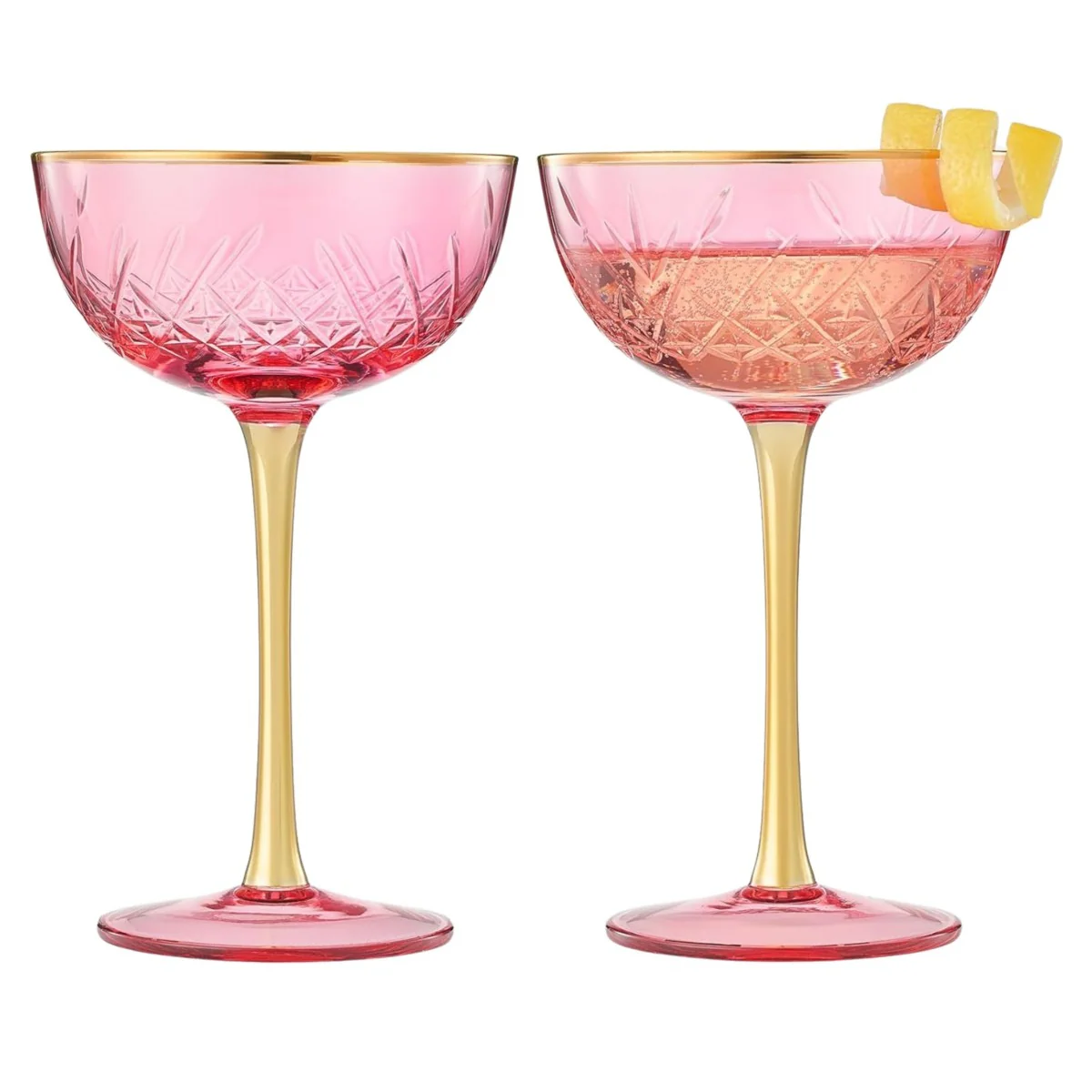 Pink Vintage Art Deco Coupes Set of 2