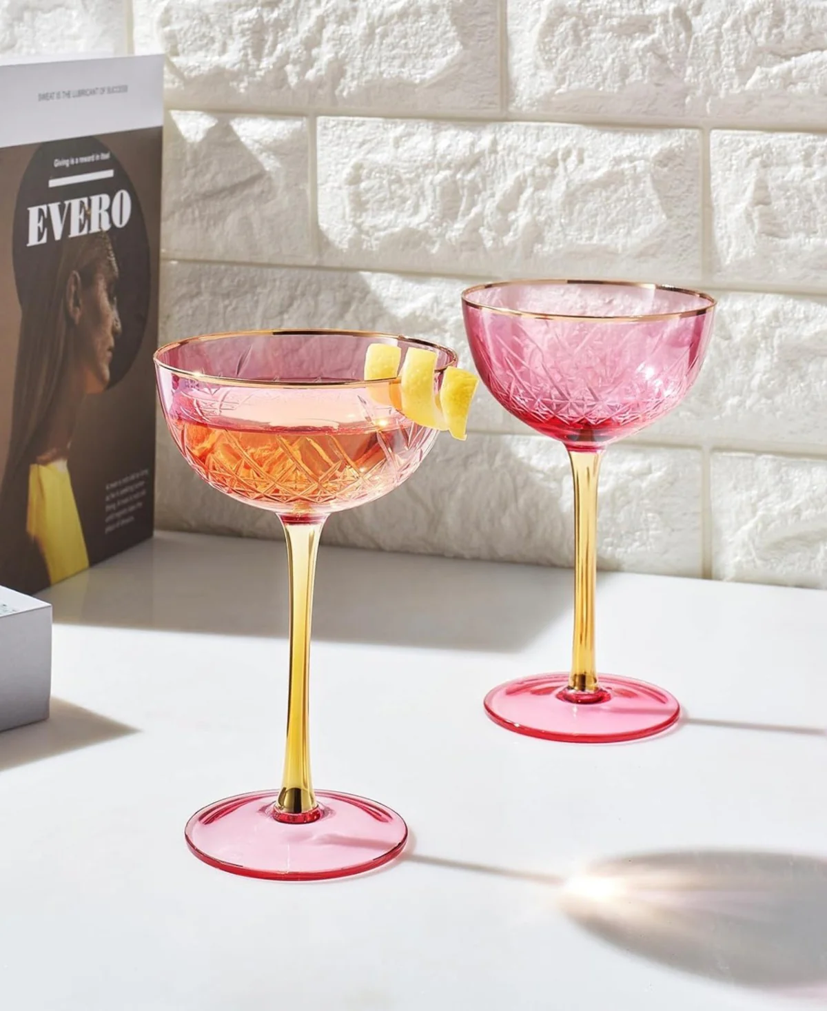 Pink Vintage Art Deco Coupes Set of 2 - Image 2