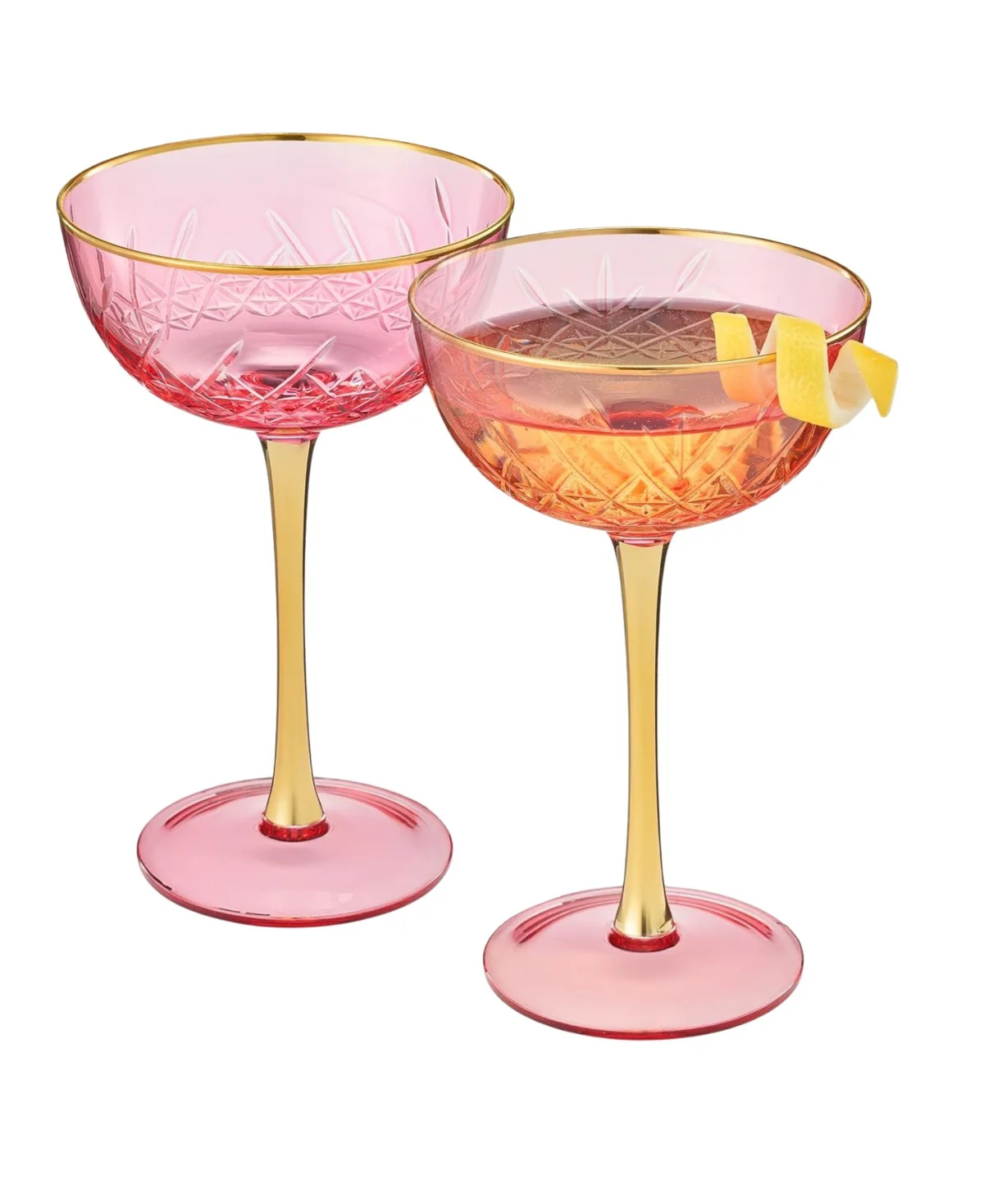 Pink Vintage Art Deco Coupes Set of 2 - Image 3
