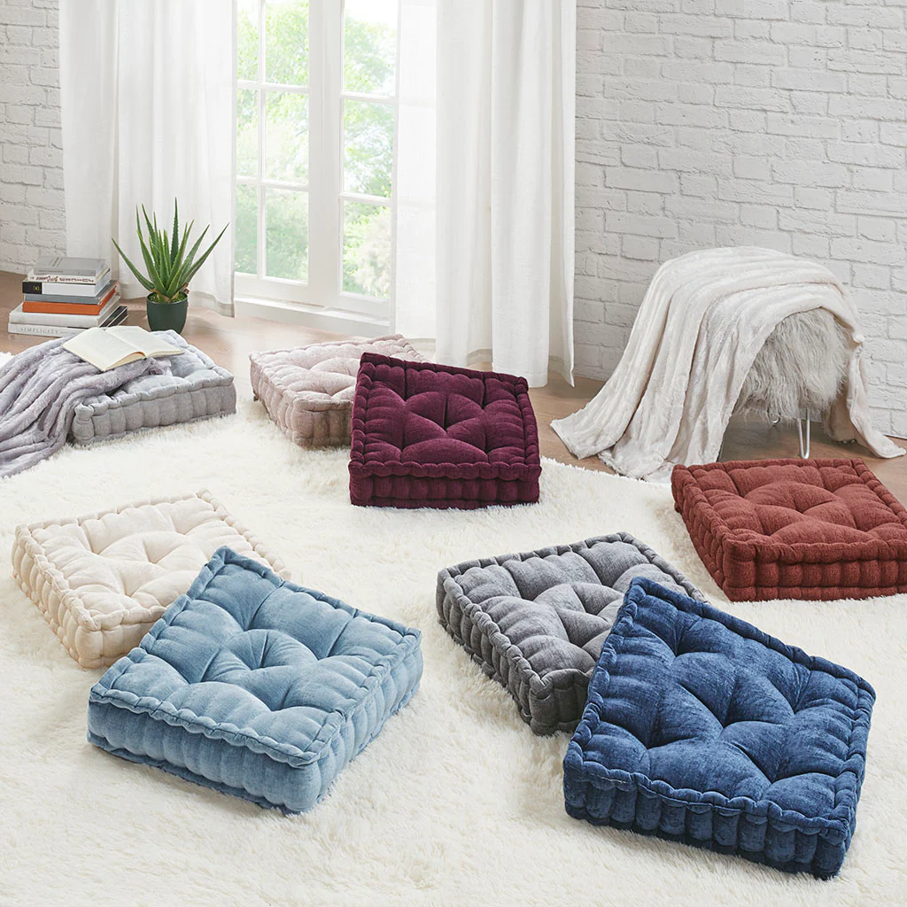 Chenille Tufted Square Floor Cushion - Image 29