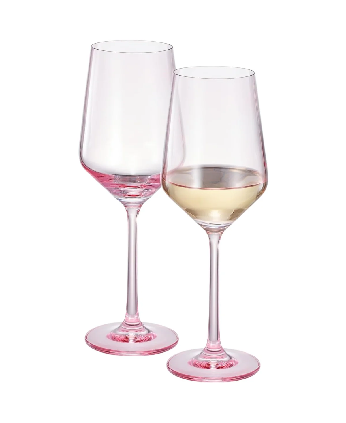 Poptail Pink Colored Crystal Wine Glasses Set of 2 - Image 3