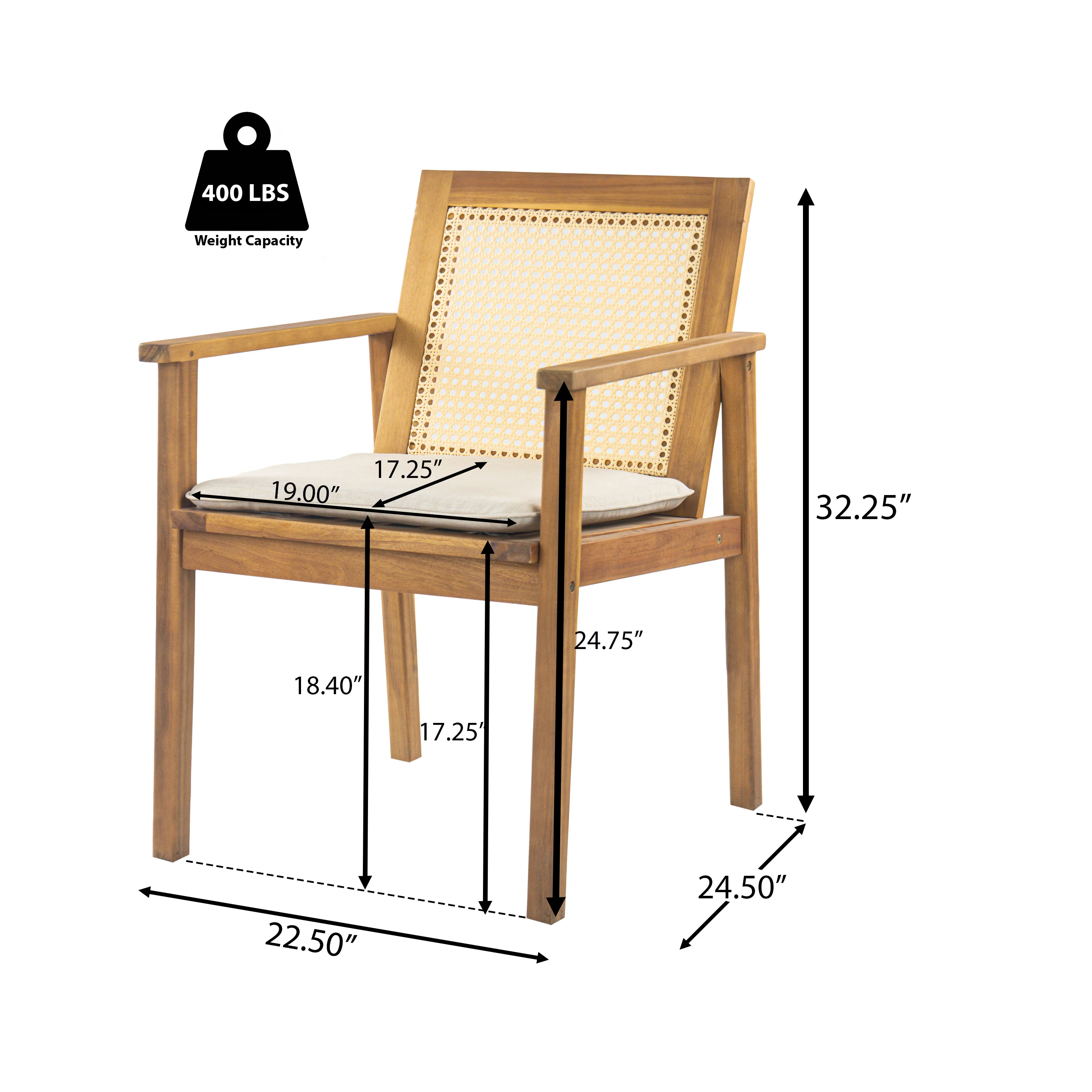 Preston Outdoor Dining Chair with Cushion, Set of 2 - Image 20