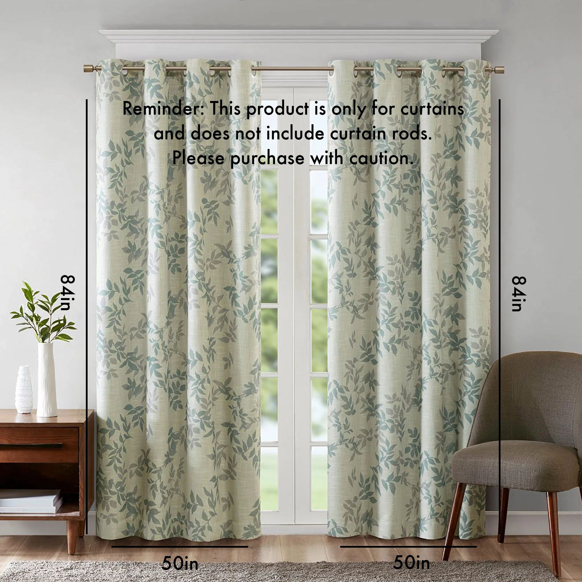 Printed Botanical Blackout Curtain Panel - Image 3