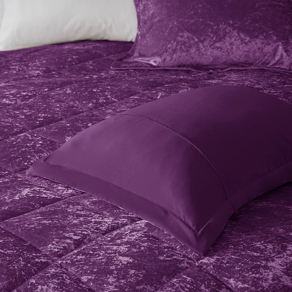 Purple Velvet Twin/Twin XL Comforter Set with Throw Pillow - Image 11