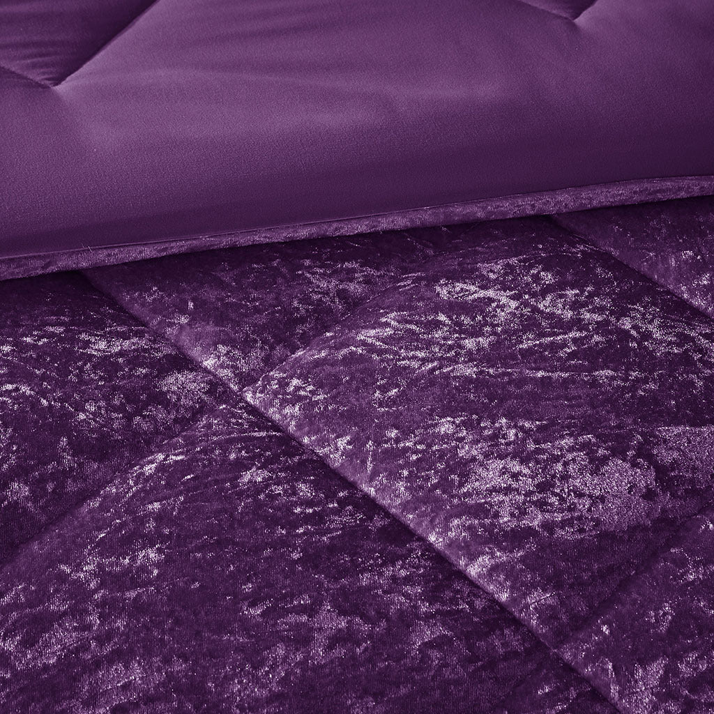 Purple Velvet Twin/Twin XL Comforter Set with Throw Pillow - Image 12