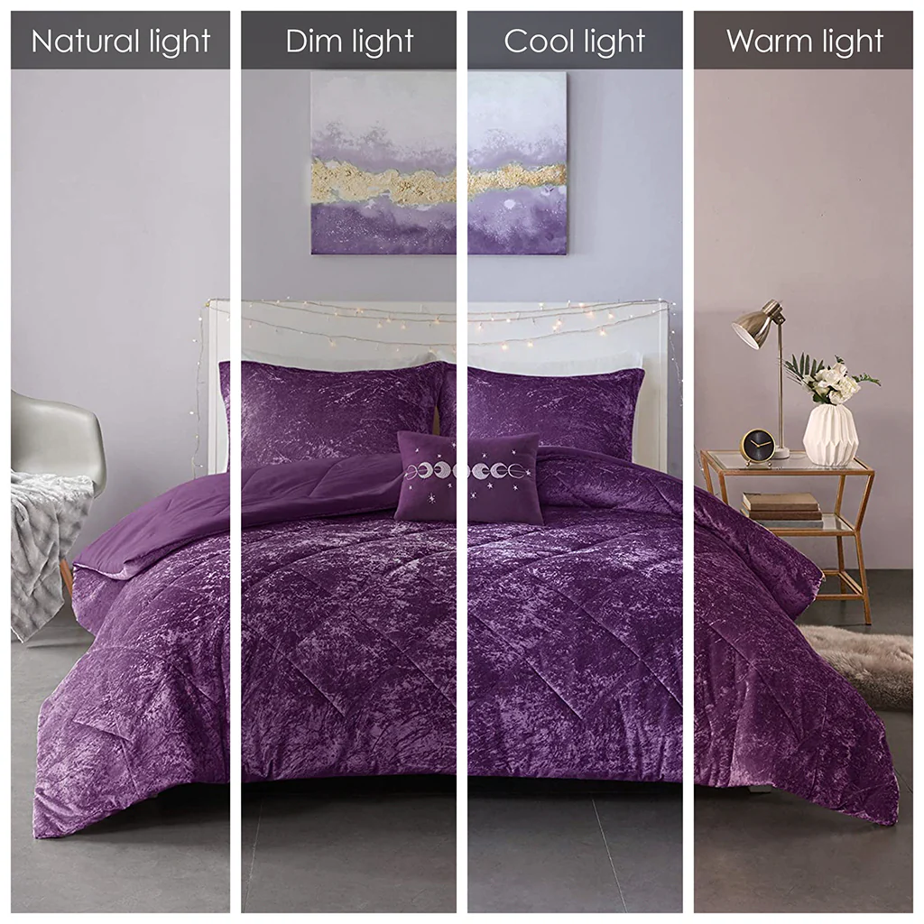 Purple Velvet Twin/Twin XL Comforter Set with Throw Pillow - Image 13