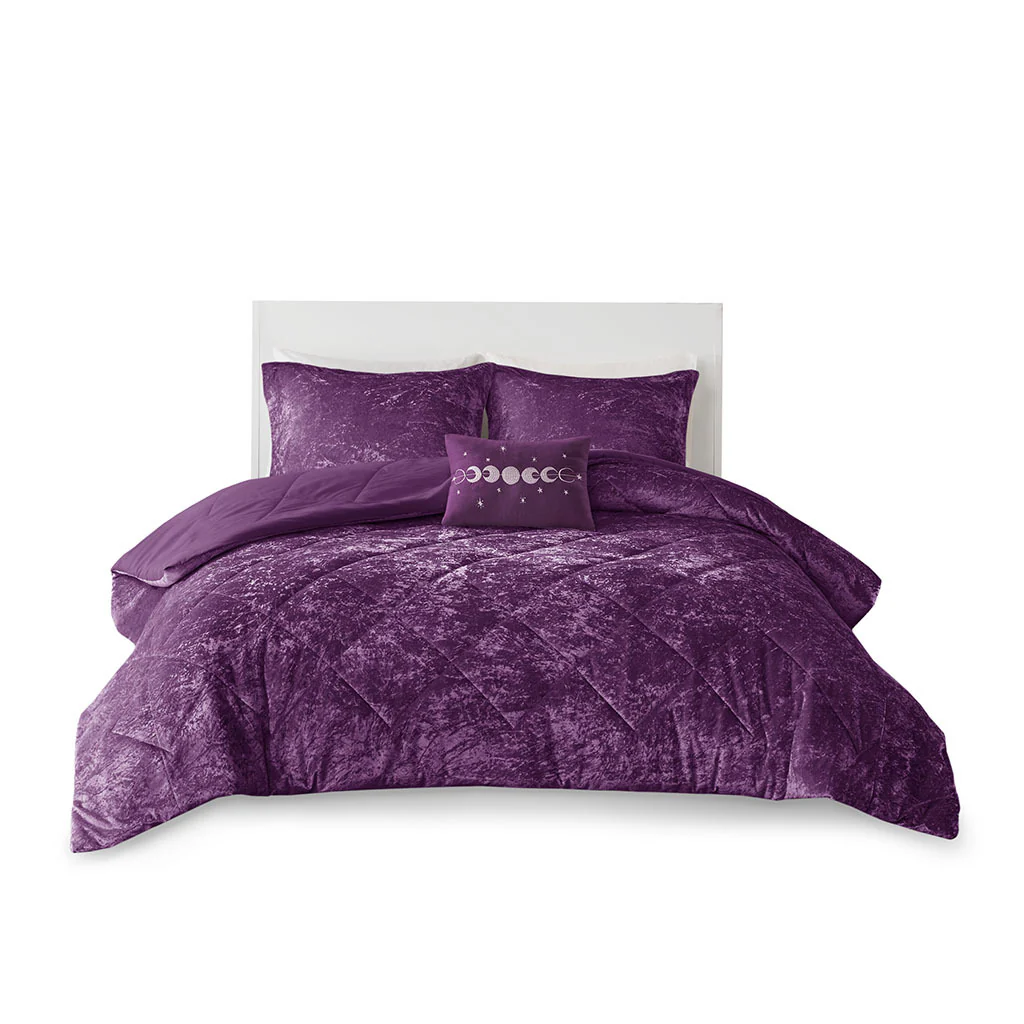 Purple Velvet Twin/Twin XL Comforter Set with Throw Pillow - Image 5