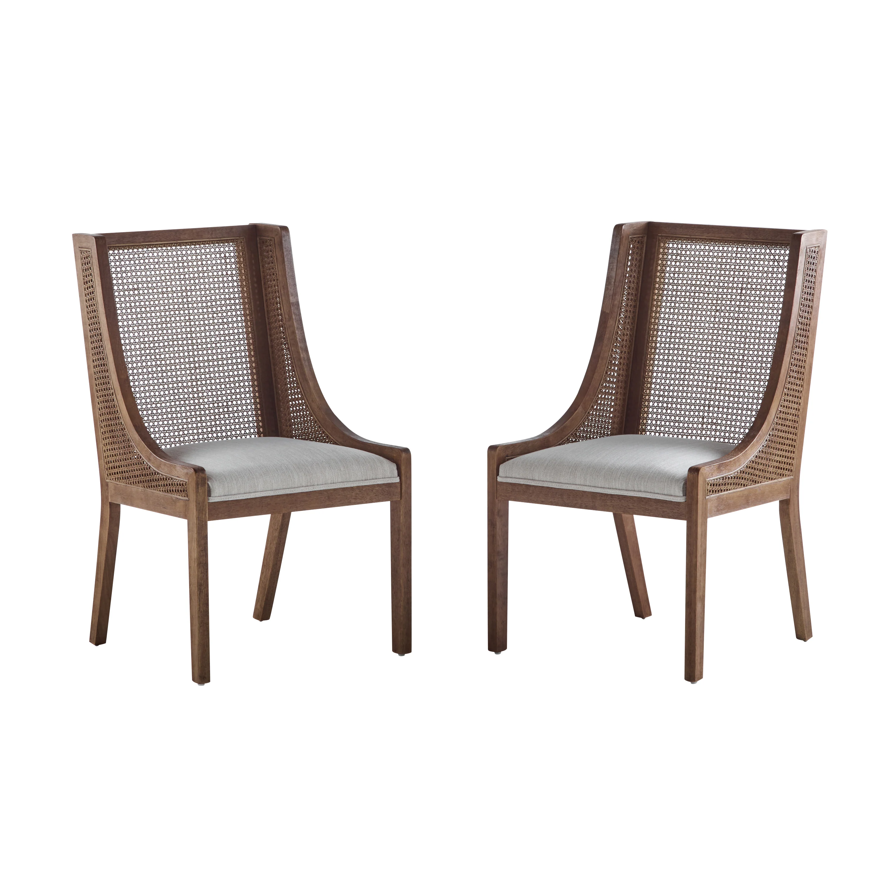 Rattan Wingback Dining Chair, Set of 2