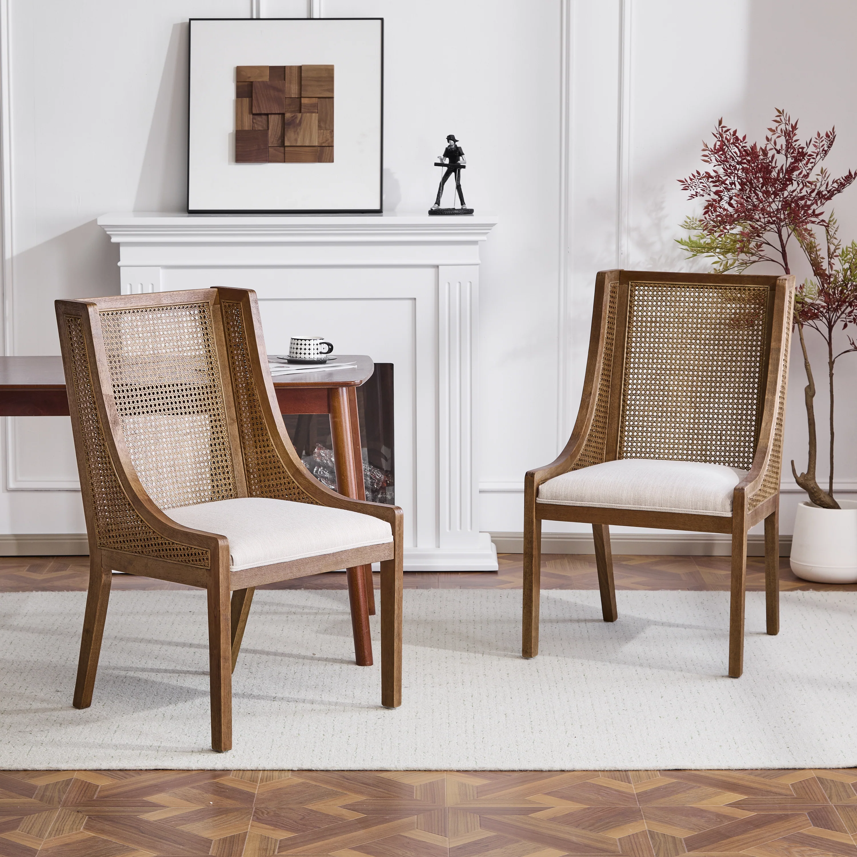 Rattan Wingback Dining Chair, Set of 2 - Image 2