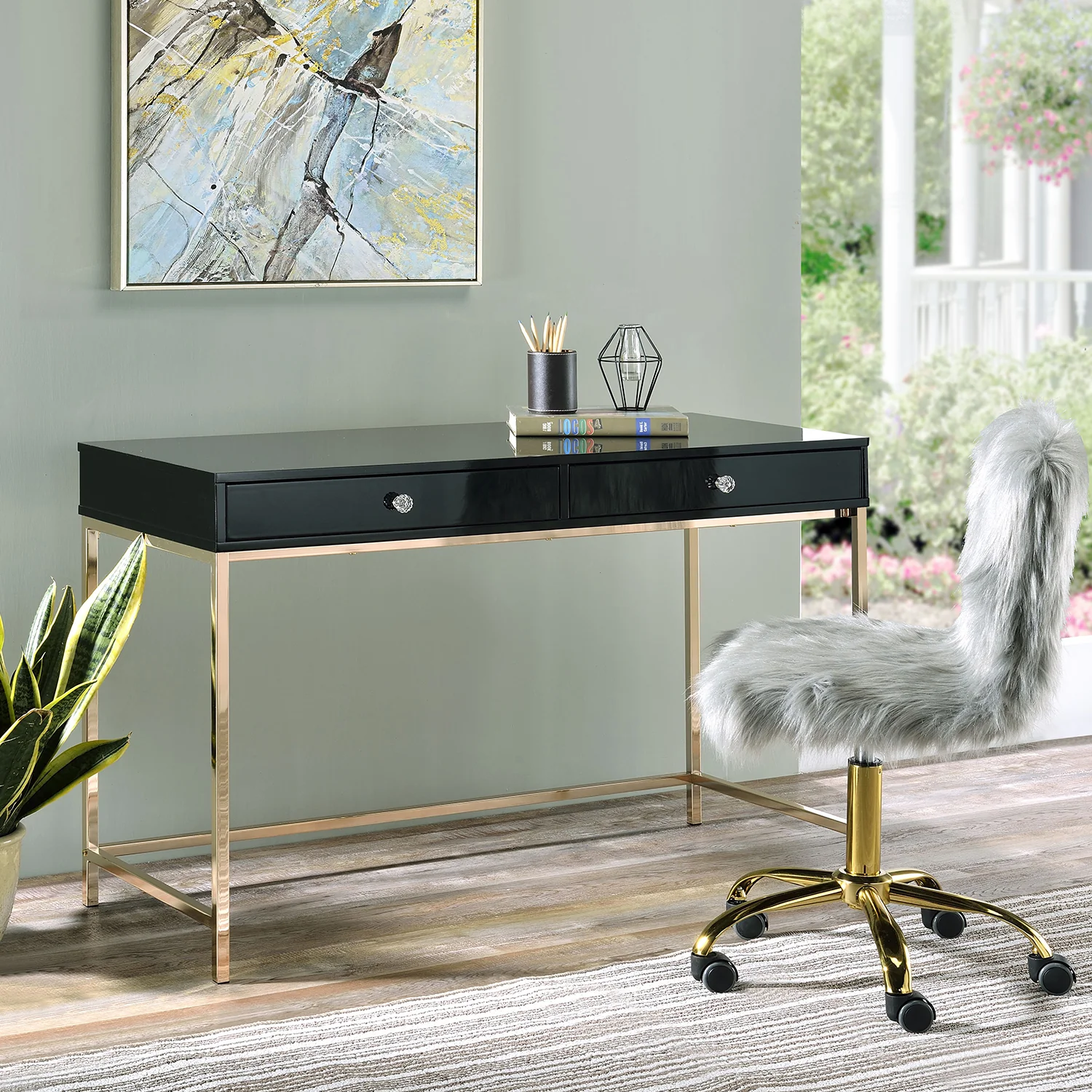 Rectangular Writing Desk with 2 Drawers - Image 2