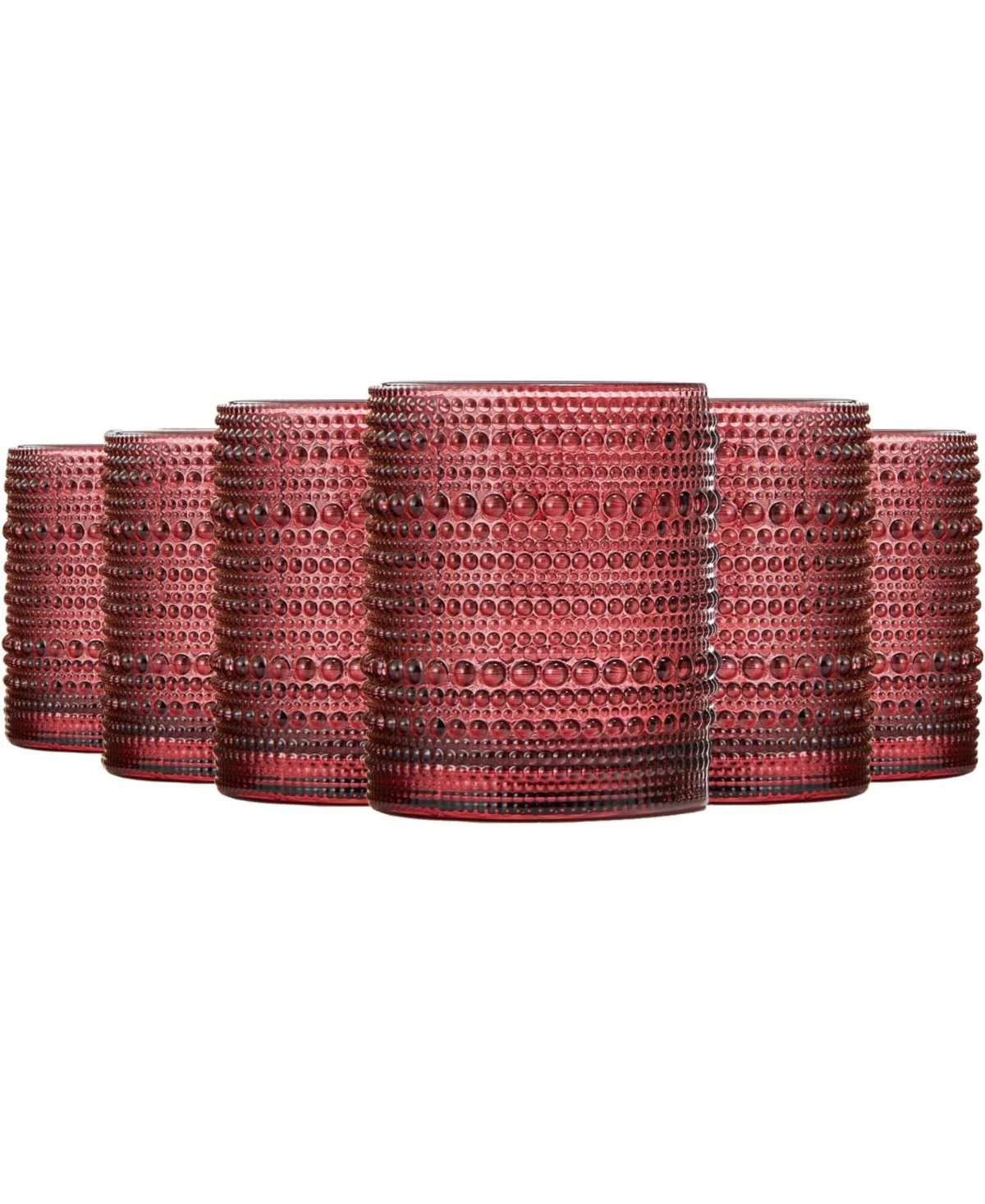 Red Hobnail Tumblers Set of 6