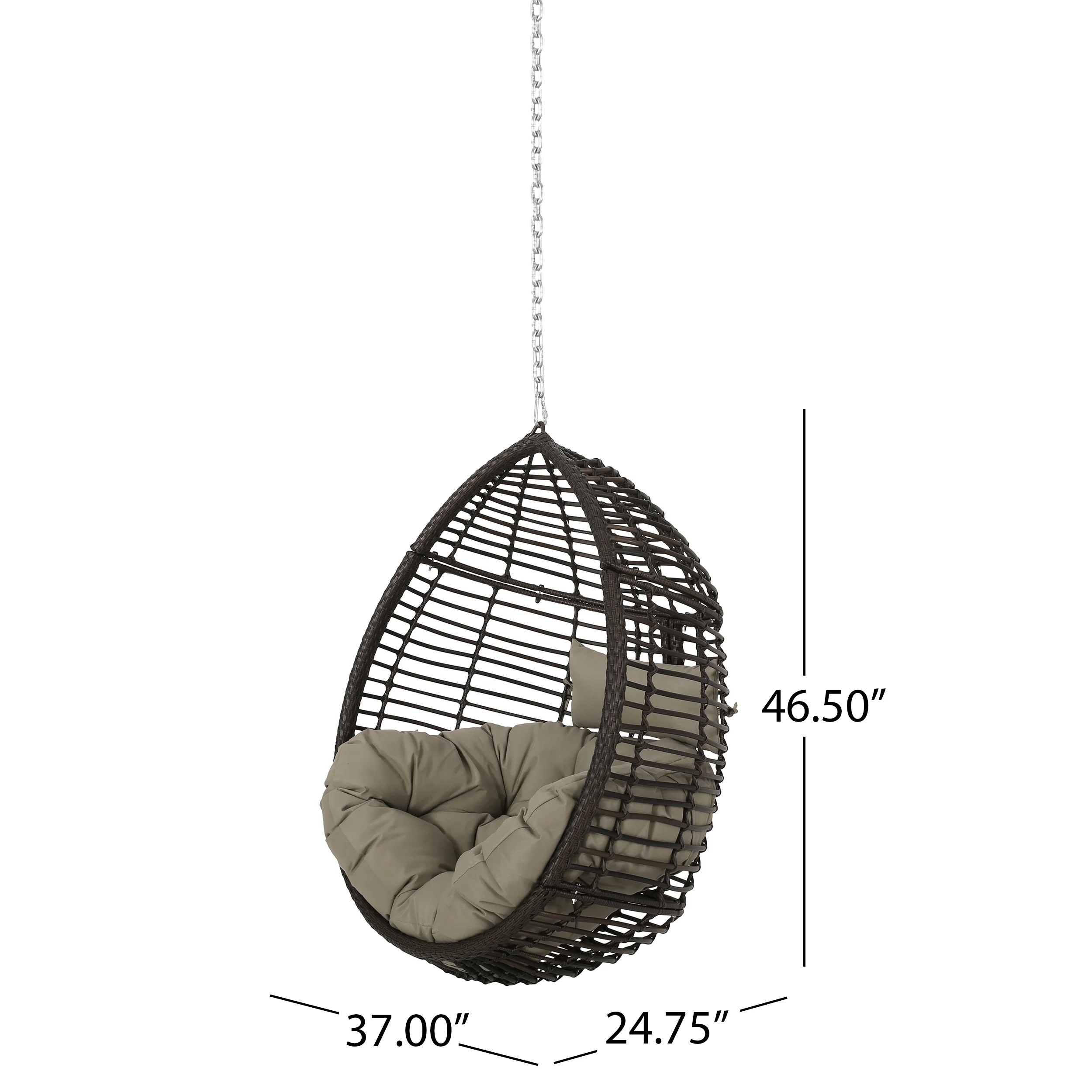 Relished Outdoor Rattan Swingasan™ Hanging Chair with Seat Cushion and Teardrop Shape - Image 10