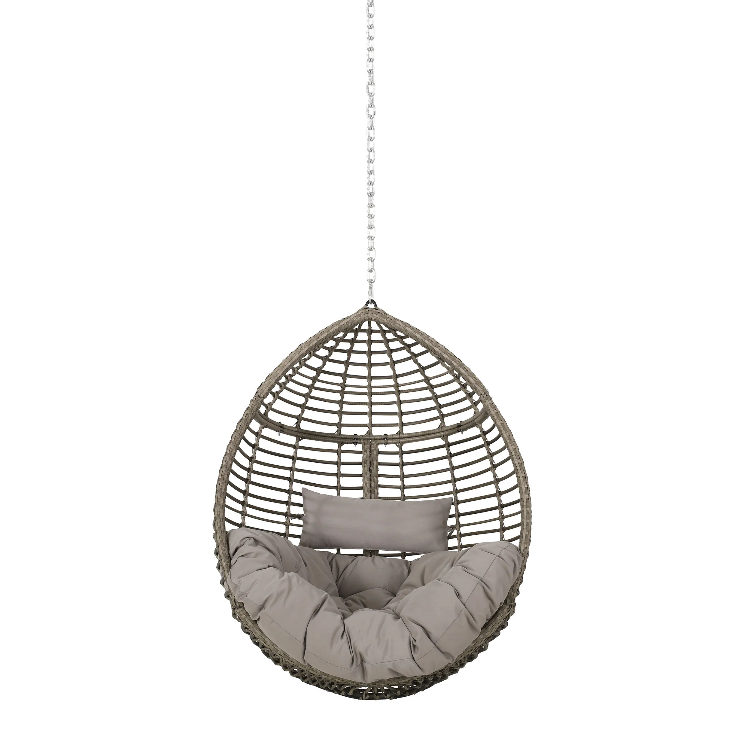 Relished Outdoor Rattan Swingasan™ Hanging Chair with Seat Cushion and Teardrop Shape - Image 11